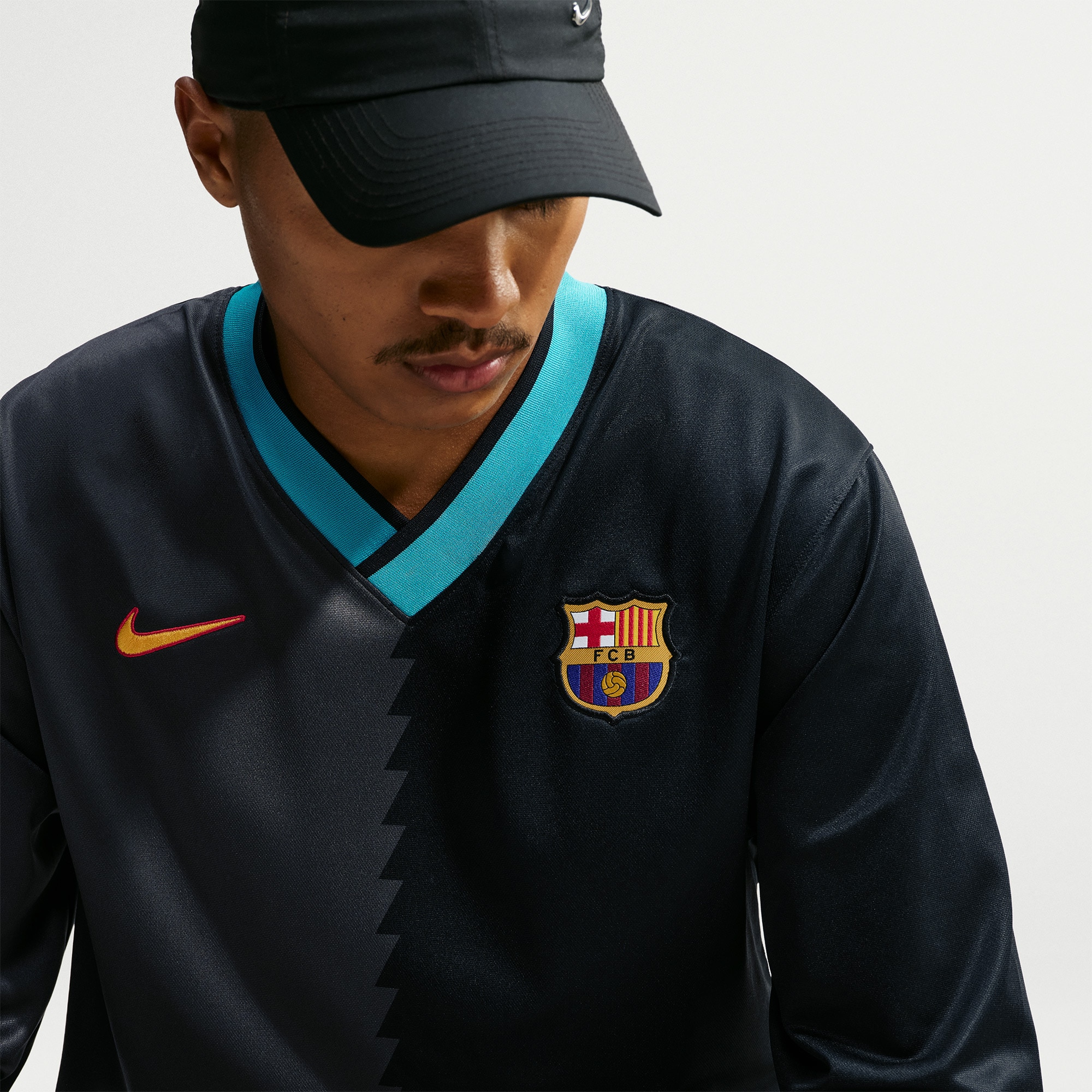 Barcelona 2026/27 Third Energy Dri-FIT Long Sleeve Lifestyle Jersey - Black - angle 6
