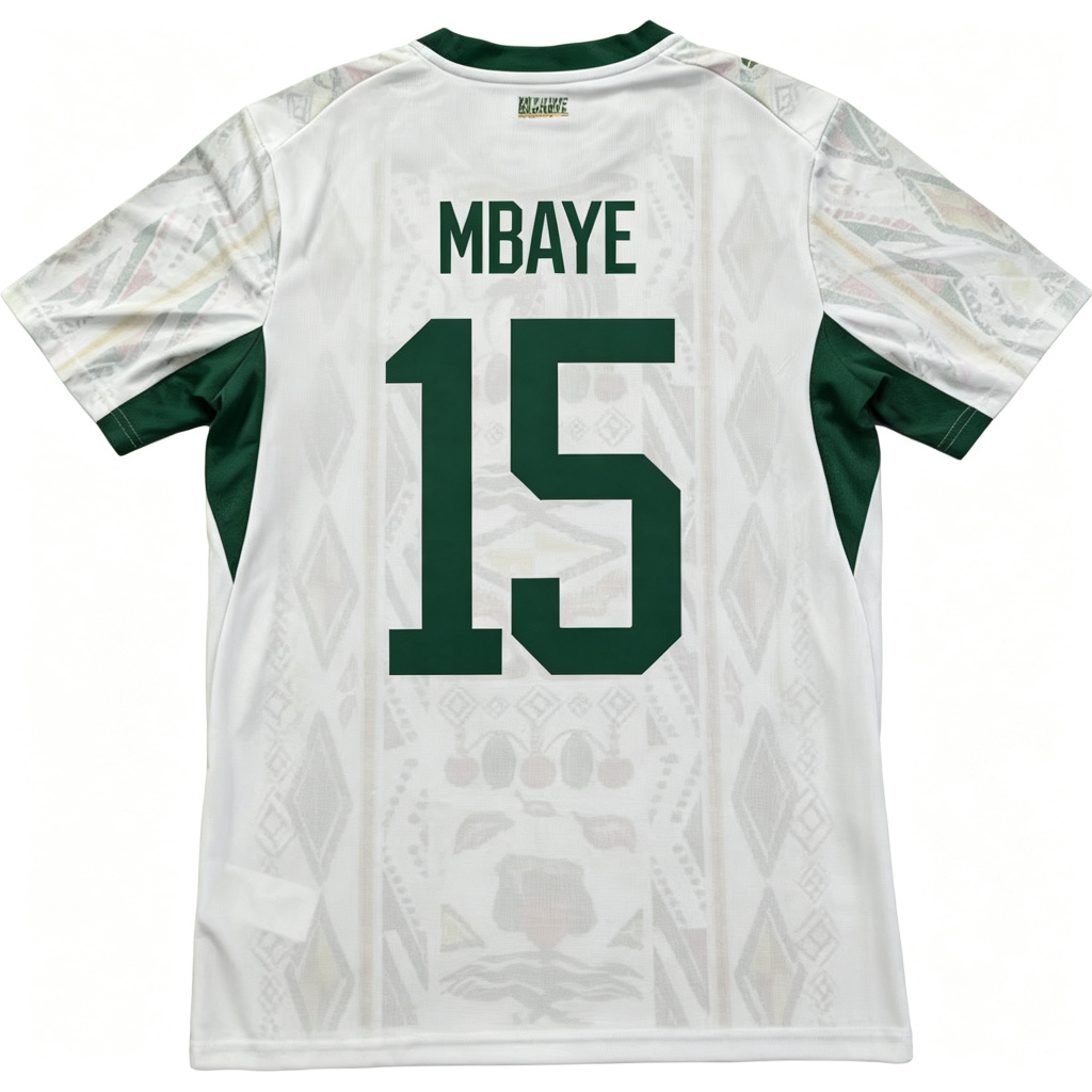 Senegal Away White Ibrahima Mbaye #15 Jersey 2026 World Cup Jersey