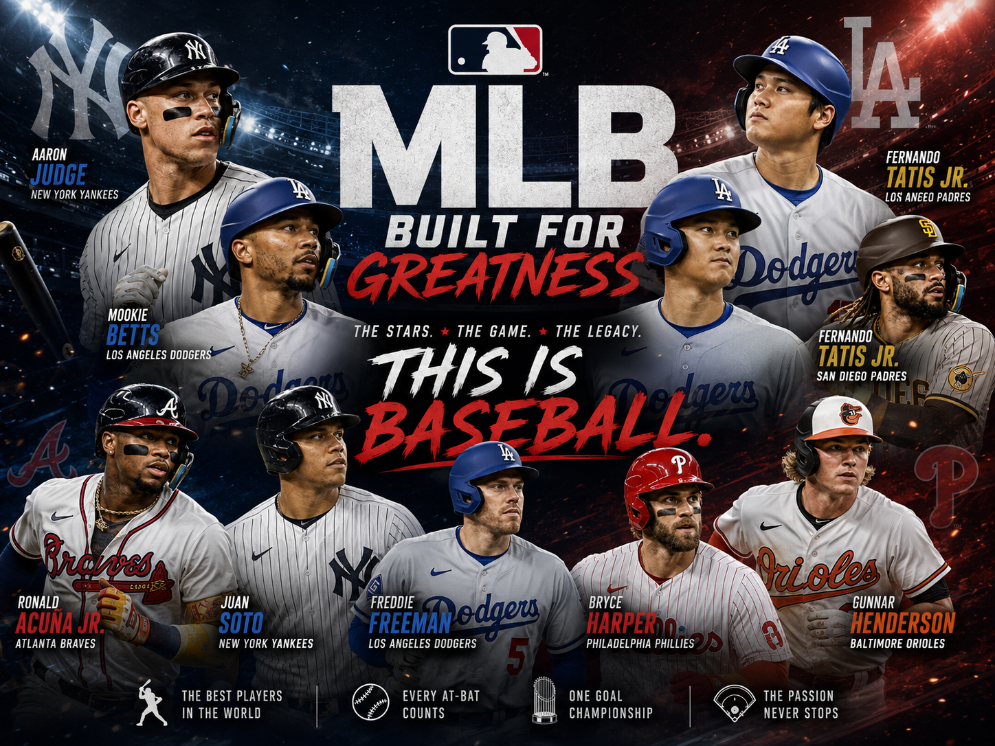 MLB stars collection featuring Aaron Judge Shohei Ohtani Juan Soto Bryce Harper authentic jerseys FanWearStyle