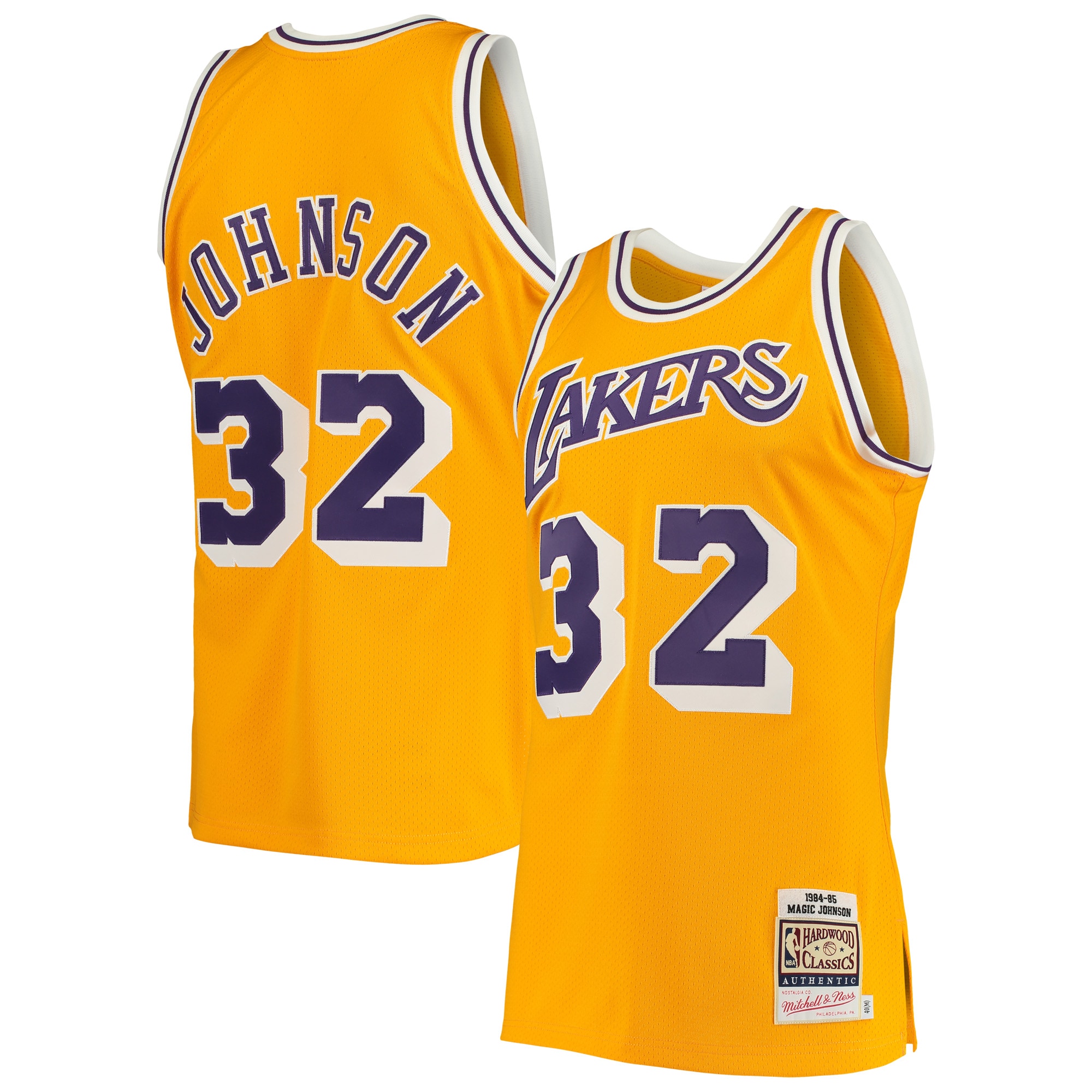 Youth Magic Johnson Los Angeles Lakers 1984/85 Hardwood Classics Authentic Jersey - Gold | FanWearStyle