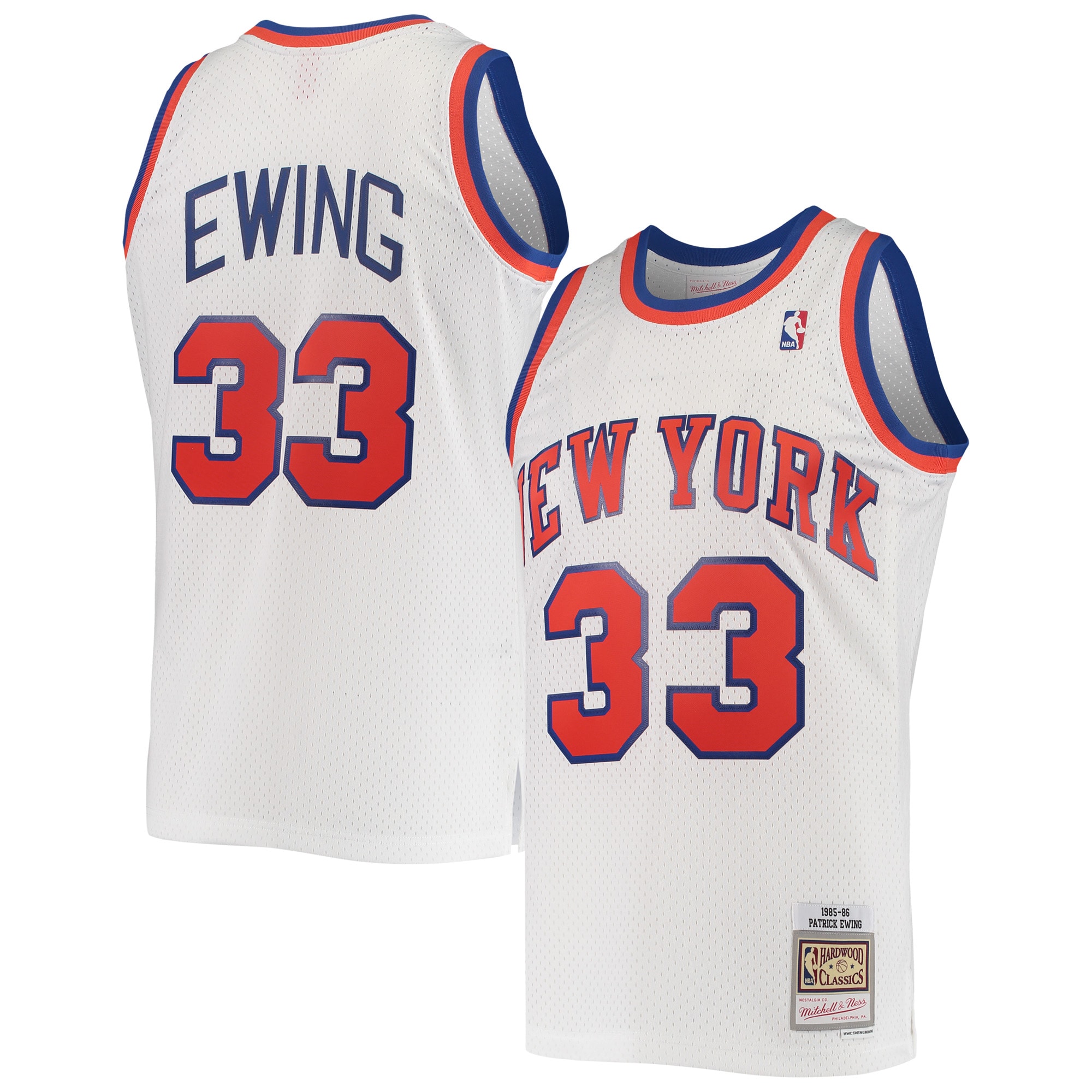 Youth Patrick Ewing New York Knicks 1985/86 Hardwood Classics Swingman Jersey - White | FanWearStyle