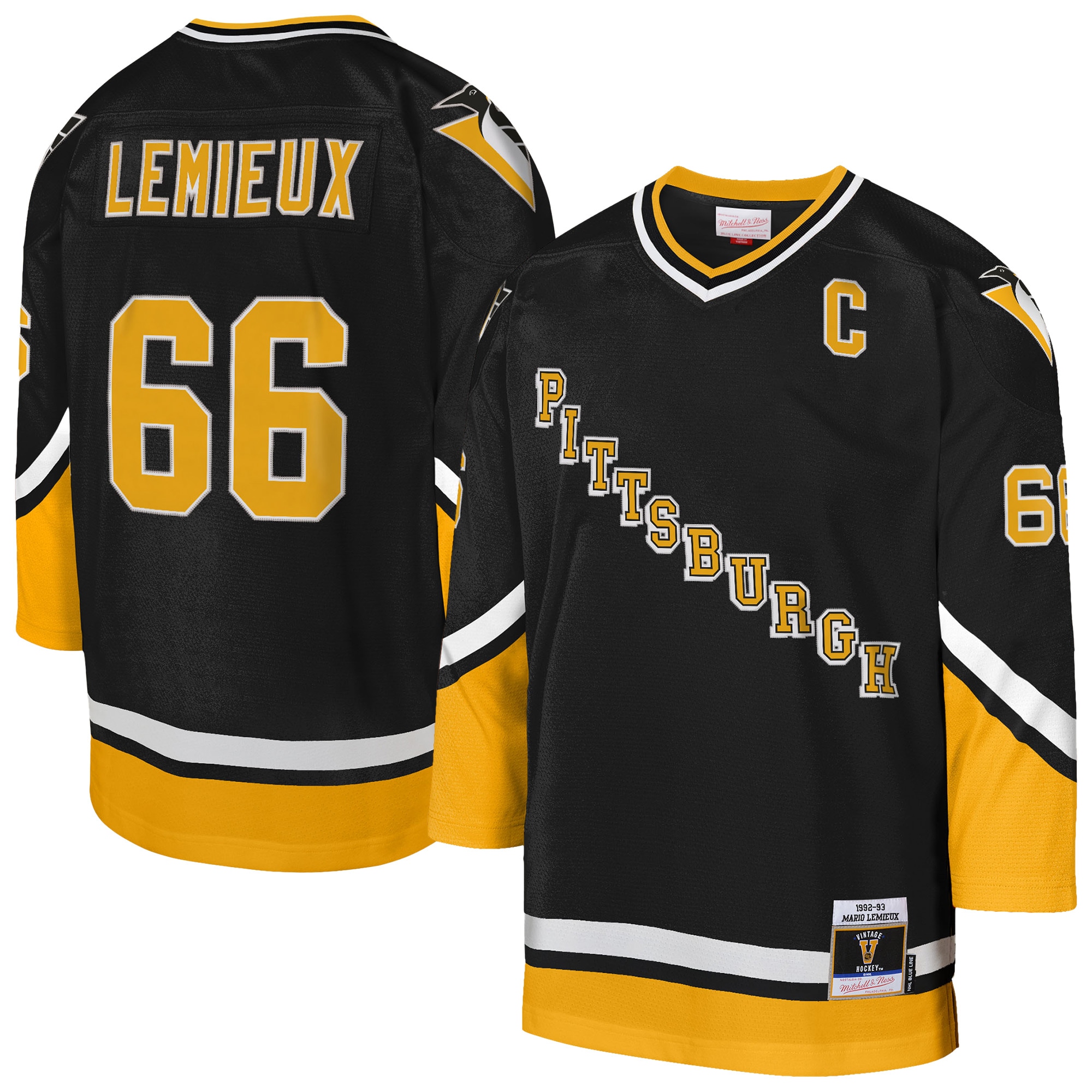 Women's Mario Lemieux Pittsburgh Penguins 1992/93 Captain Patch Power Play Player Jersey - Black | FanWearStyle