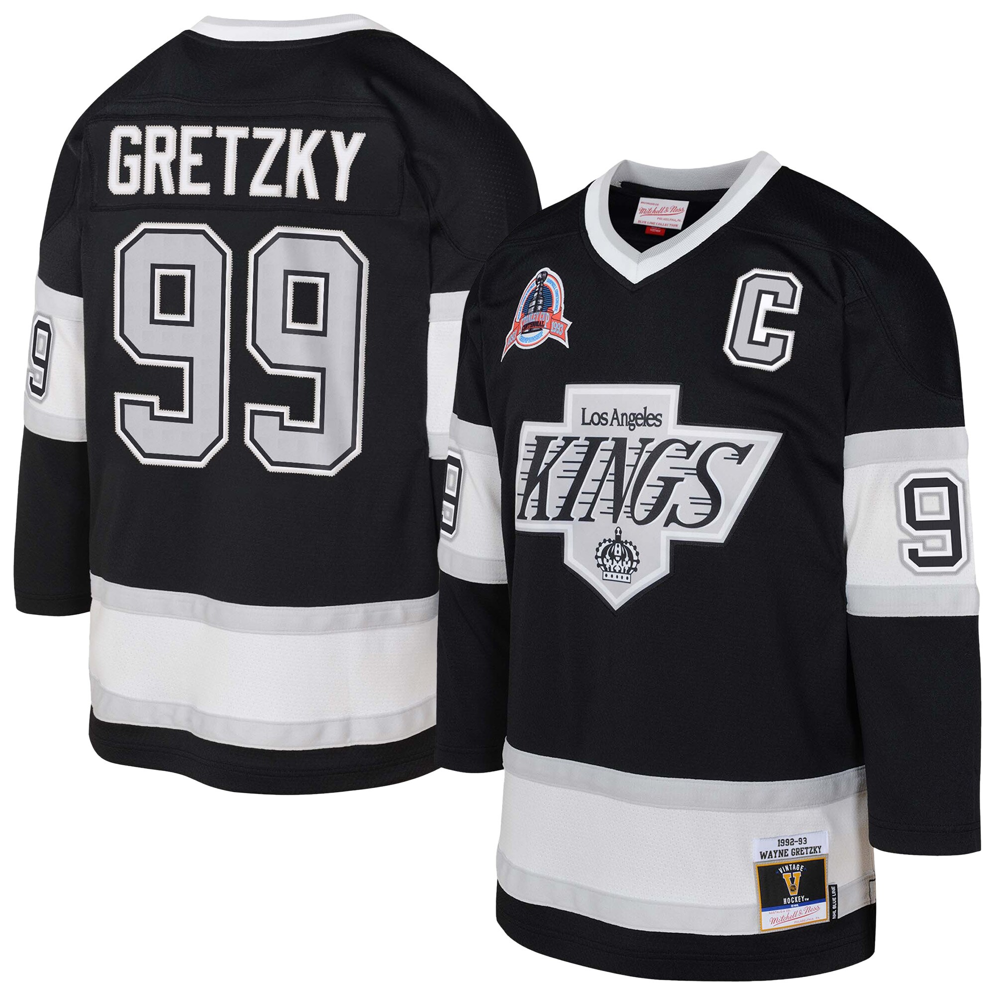 Wayne Gretzky Los Angeles Kings Youth 1992/93 Captain Patch Power Play Player Jersey - Black - angle 2