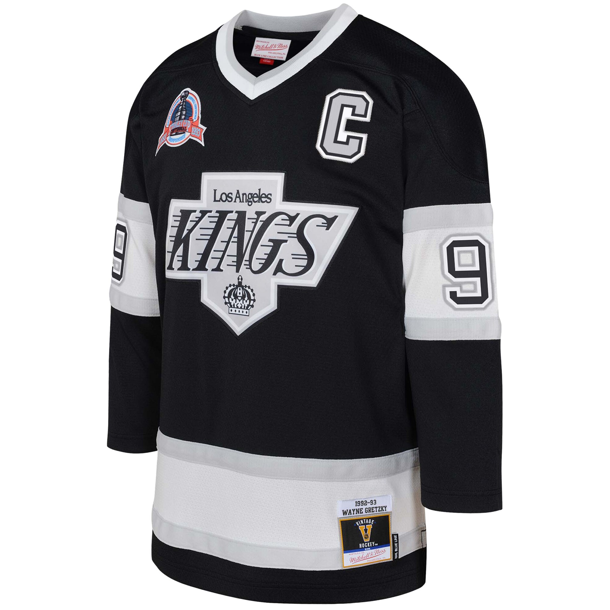 Wayne Gretzky Los Angeles Kings Youth 1992/93 Captain Patch Power Play Player Jersey - Black - angle 3