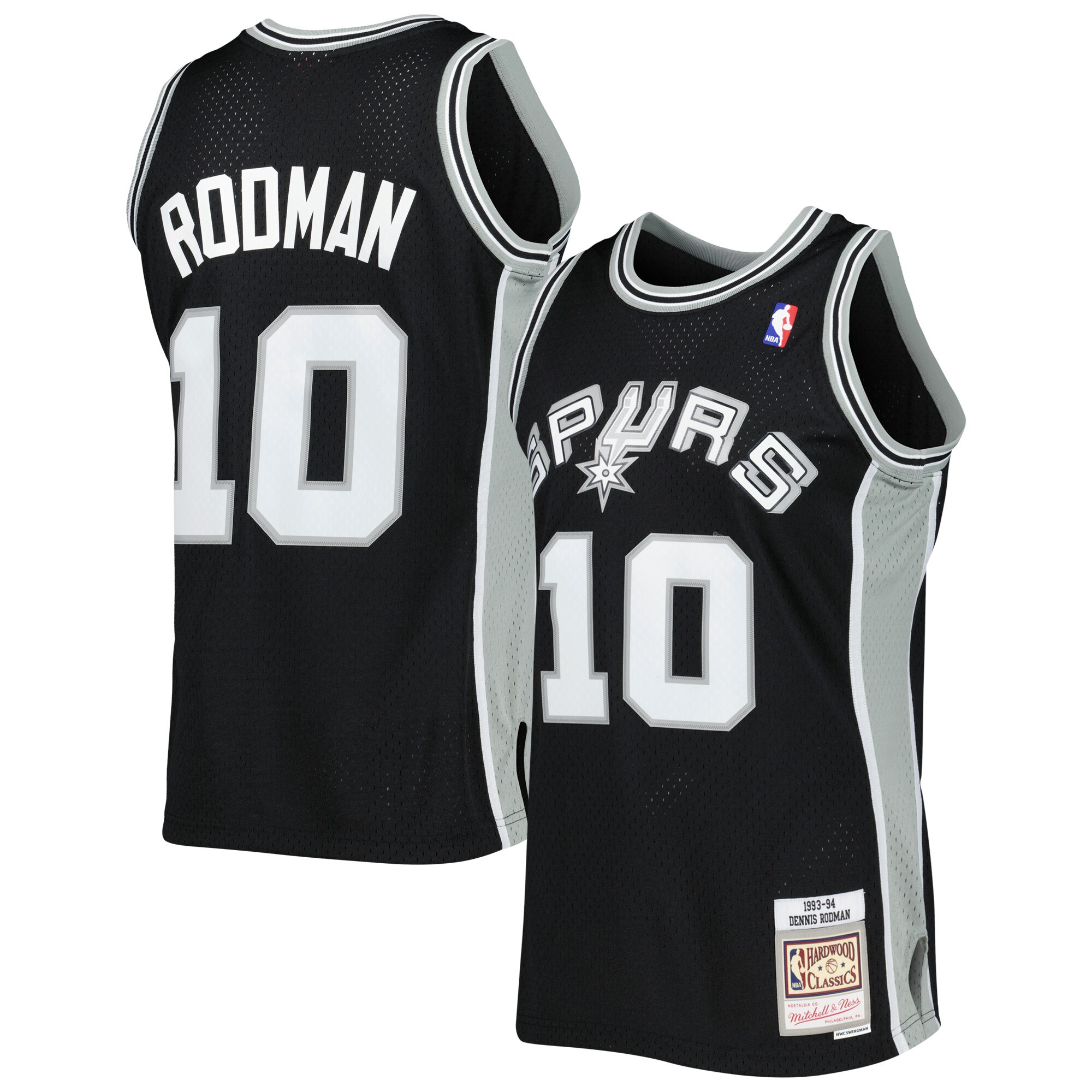 Dennis Rodman San Antonio Spurs 1993/94 Hardwood Classics Swingman Jersey - Black - angle 2