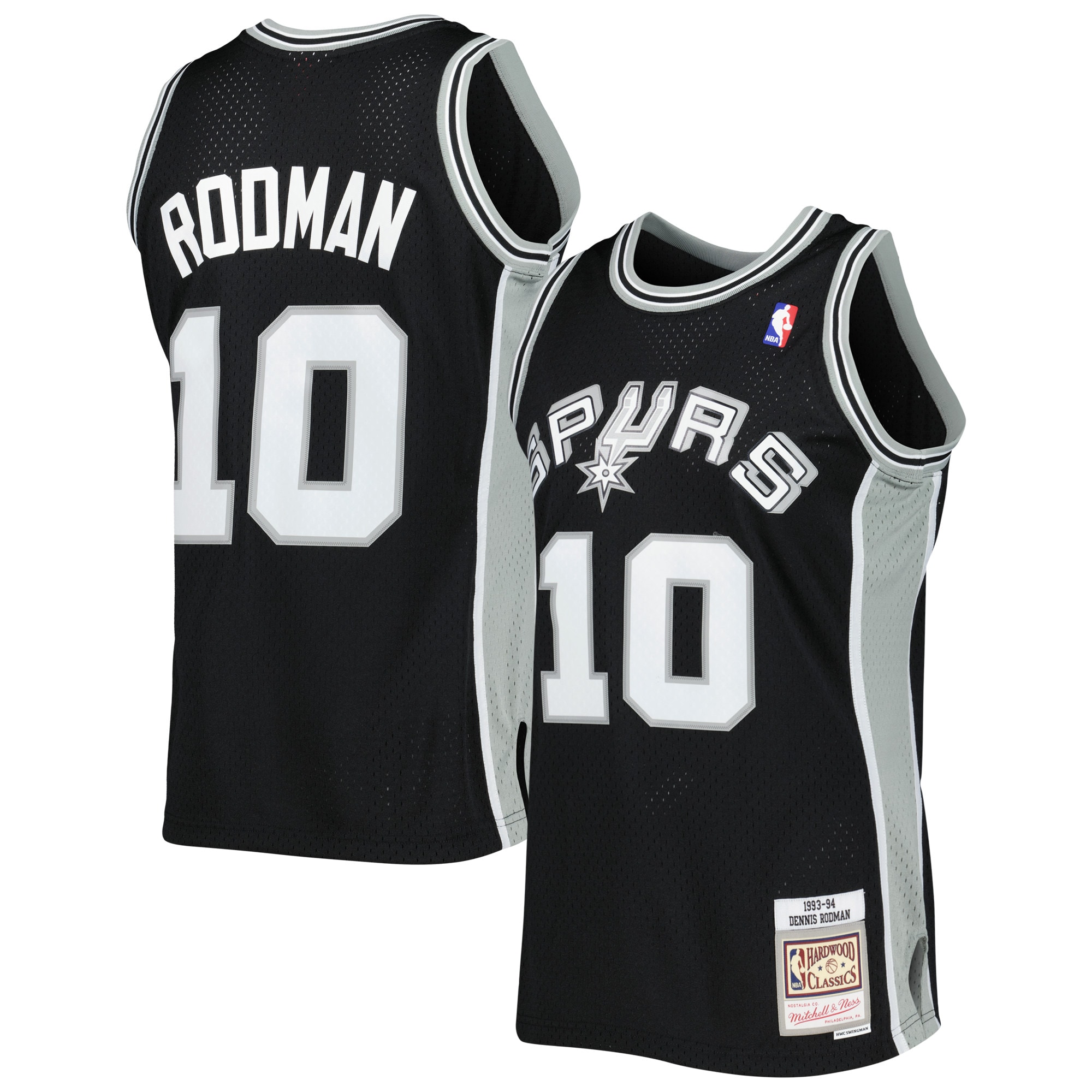Youth Dennis Rodman San Antonio Spurs 1993/94 Hardwood Classics Swingman Jersey - Black | FanWearStyle