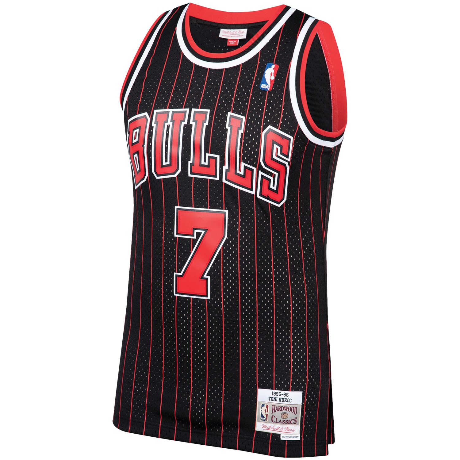 Toni Kukoc Chicago Bulls 1995/96 Hardwood Classics Swingman Jersey - Black - angle 2