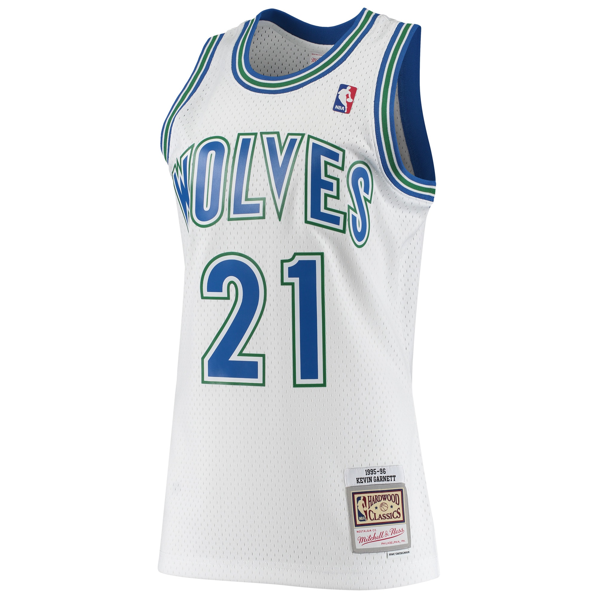 Kevin Garnett Minnesota Timberwolves 1995/96 Hardwood Classics Swingman Jersey - White - angle 3