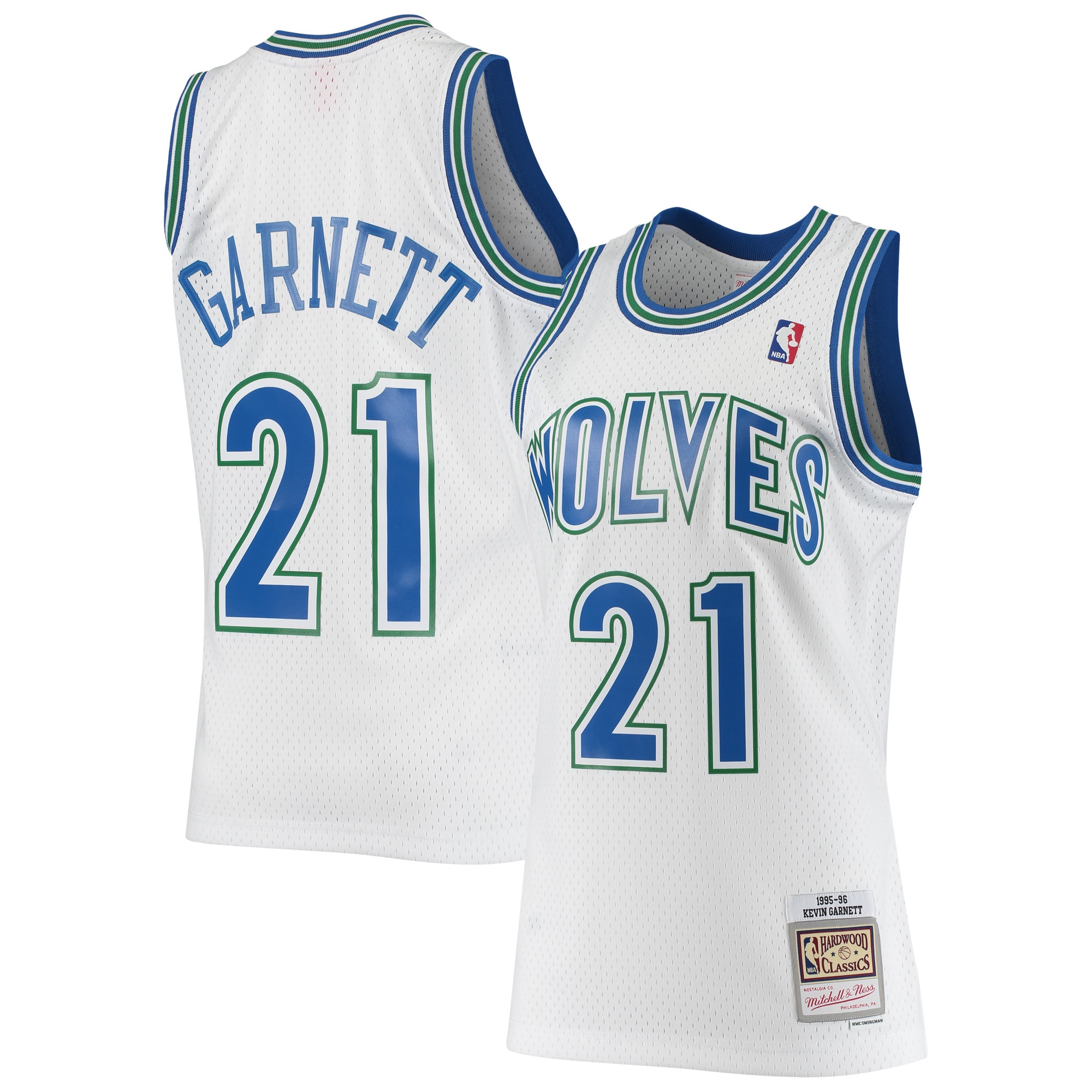 Youth Kevin Garnett Minnesota Timberwolves 1995/96 Hardwood Classics Swingman Jersey - White | FanWearStyle