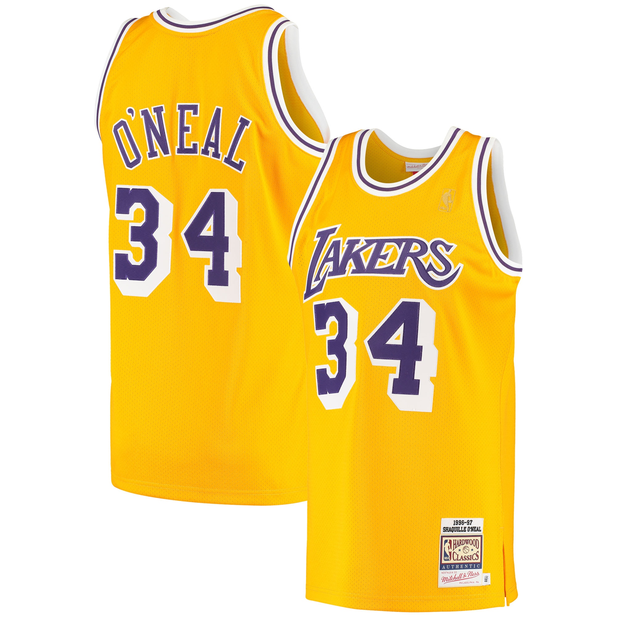 Youth Shaquille O'Neal Los Angeles Lakers 1996/97 Hardwood Classics Authentic Jersey - Gold | FanWearStyle