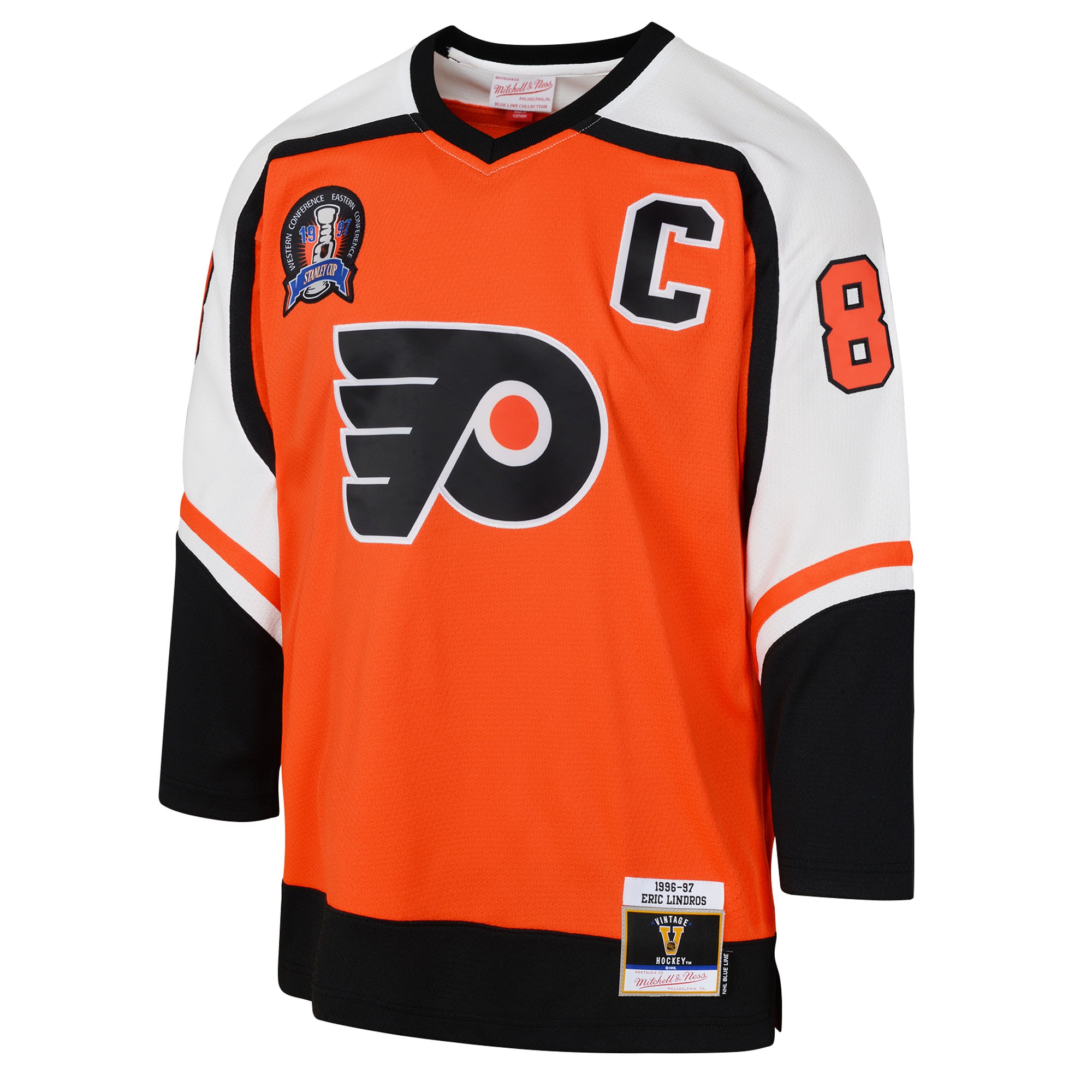 Eric Lindros Philadelphia Flyers Youth 1996/97 Power Play 2.0 Player Jersey with Captain Patch - Orange - angle 2