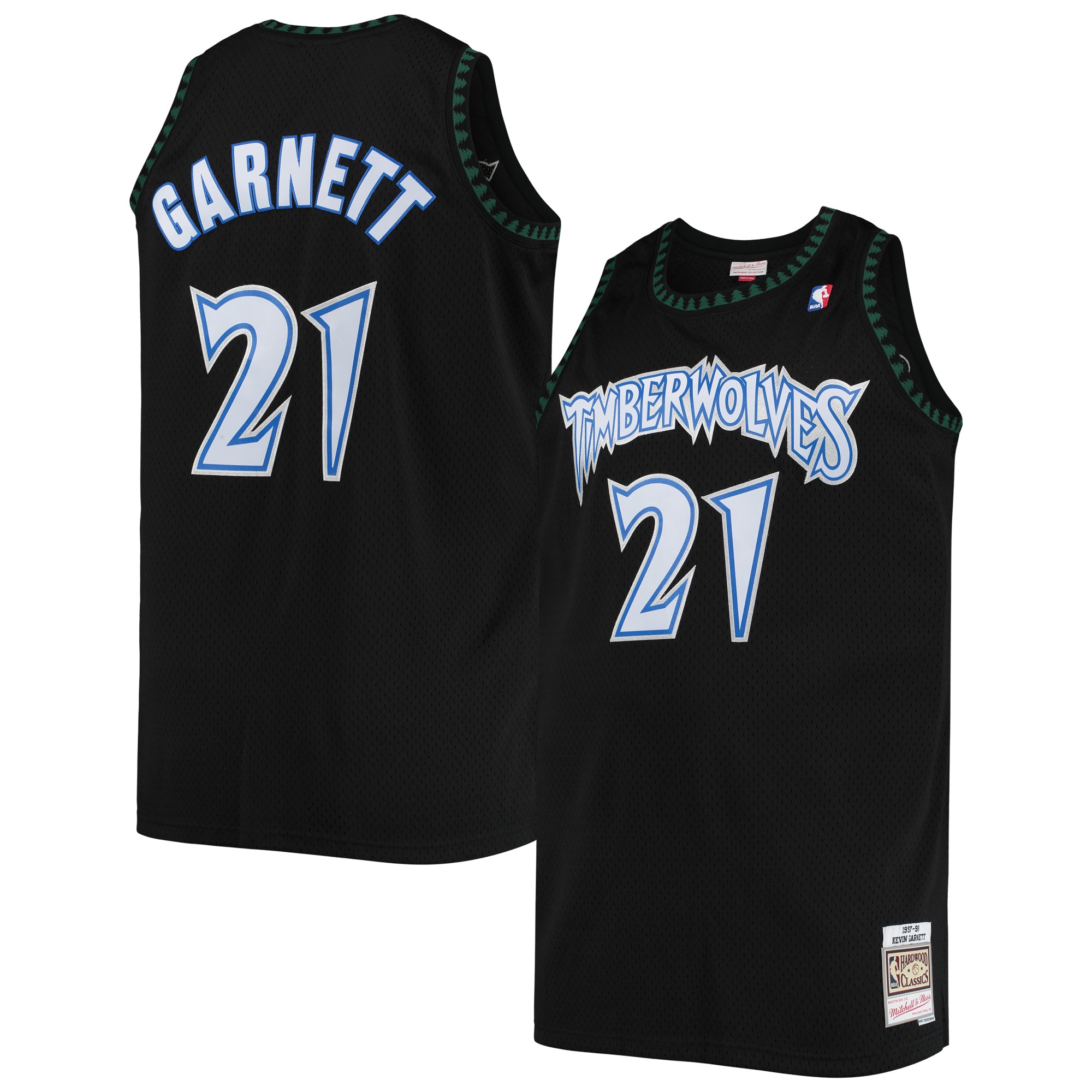 Youth Kevin Garnett Minnesota Timberwolves 1997/98 Big & Tall Hardwood Classics Swingman Jersey - Black | FanWearStyle