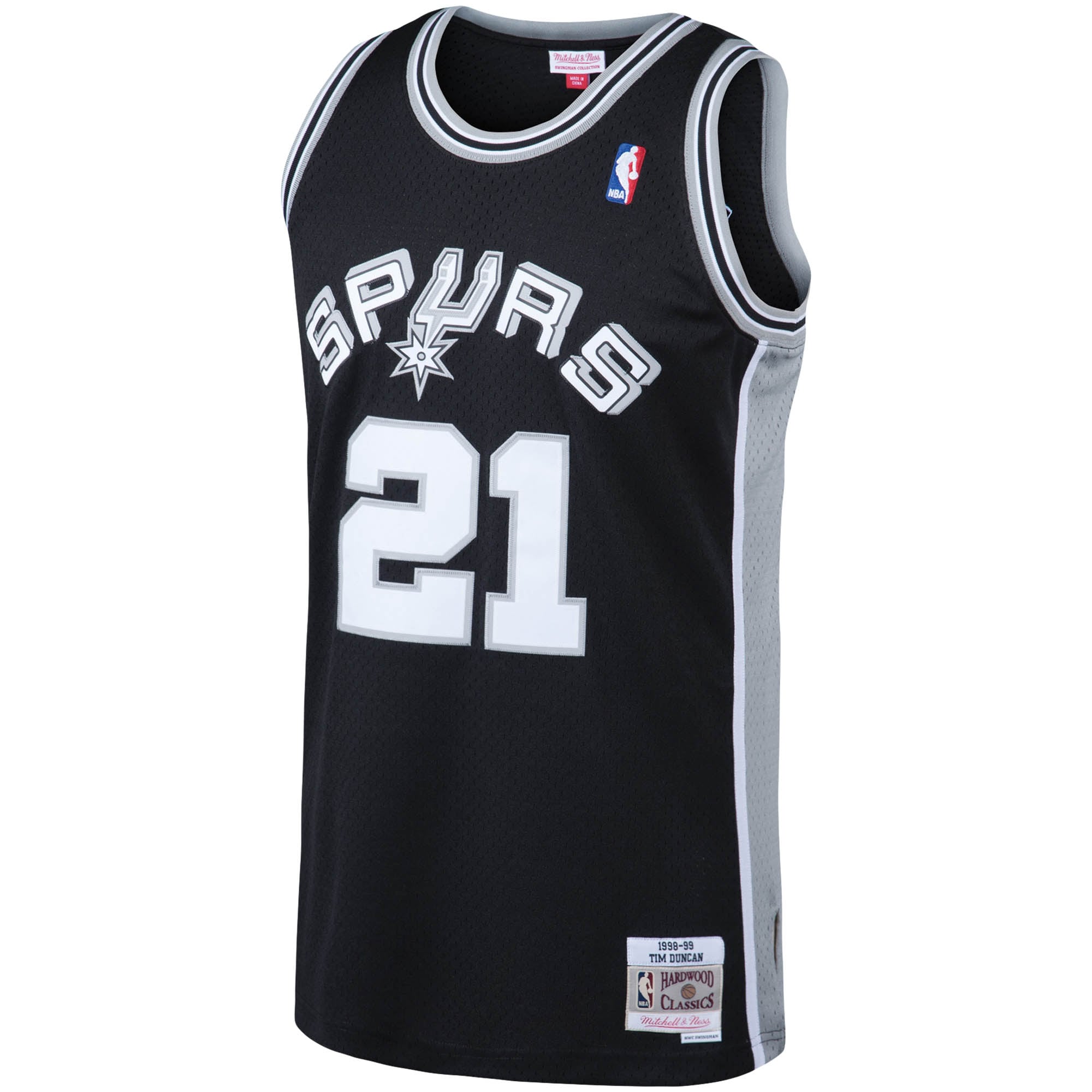 Tim Duncan San Antonio Spurs 1998/99 Big & Tall Hardwood Classics Swingman Jersey - Black - angle 2