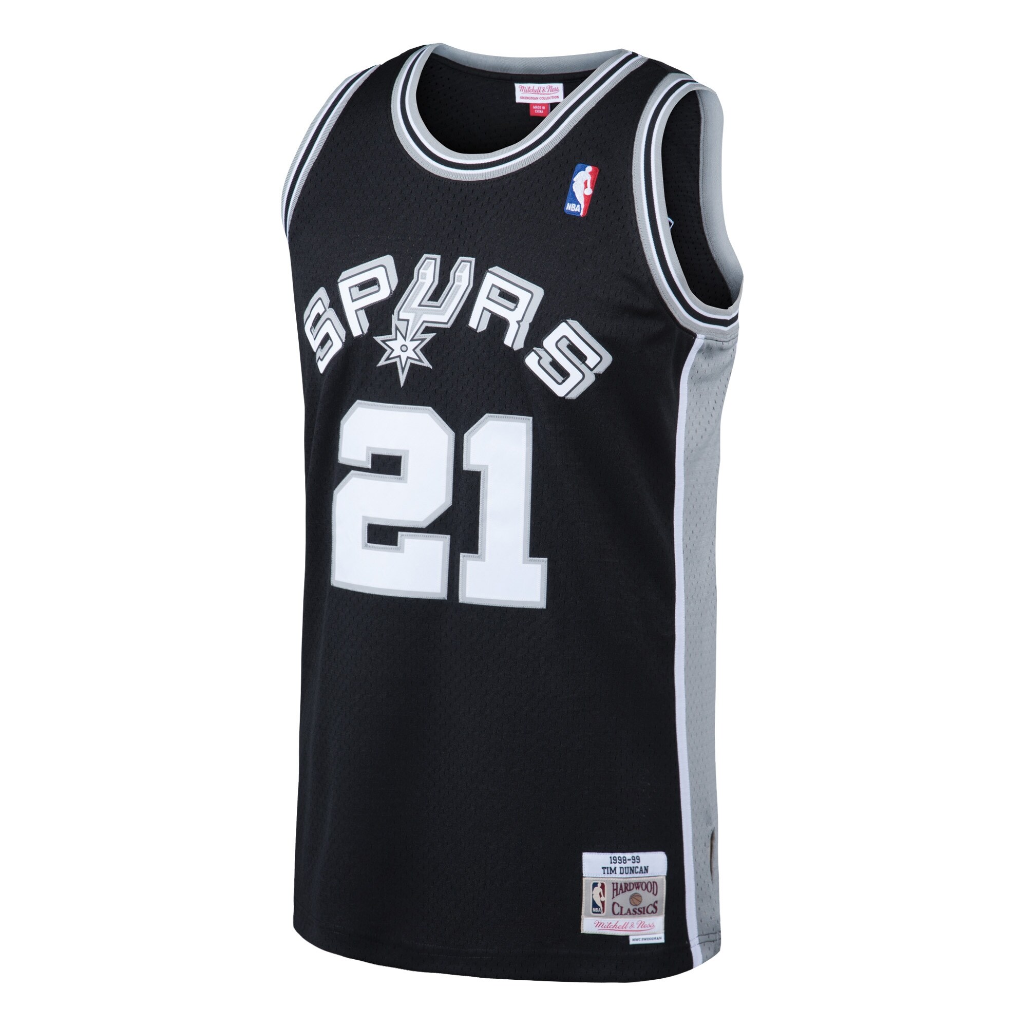 Tim Duncan San Antonio Spurs 1998/99 Hardwood Classics Swingman Jersey - Black - angle 2