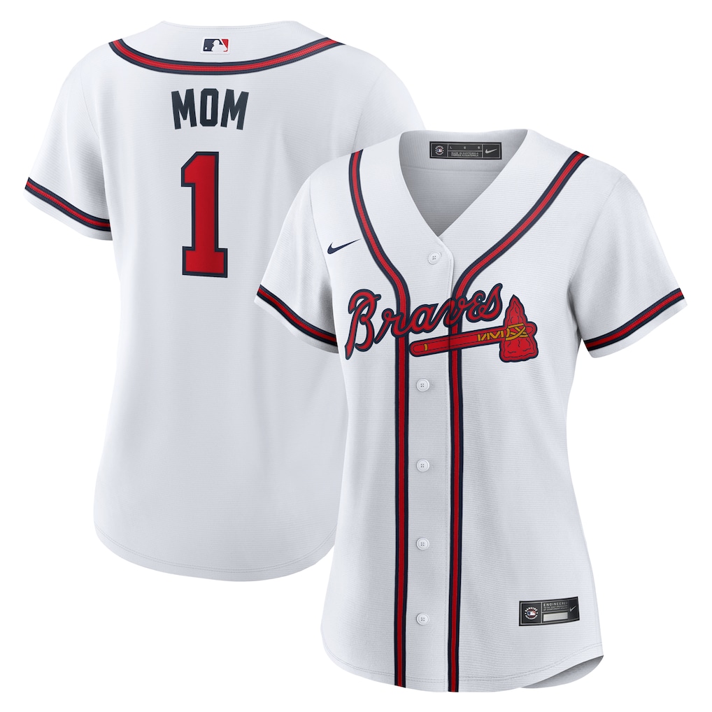 Atlanta Braves Women's #1 Mom Home Replica Jersey - White