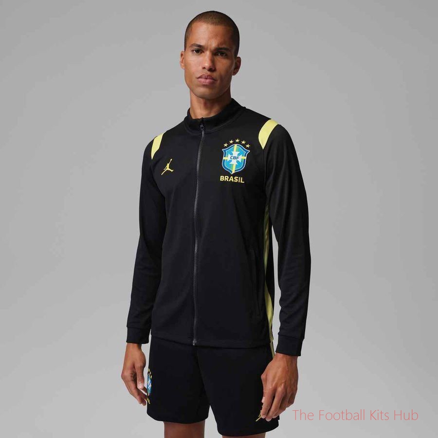Brazil X Jordan Track Jacket Dri-FIT Academy Pro World Cup 2026 - Black/Yellow/Light Menta