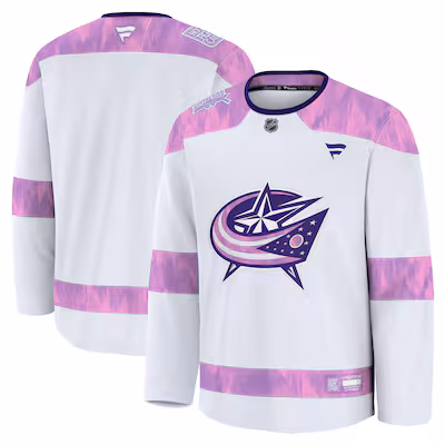 Columbus Blue Jackets 2024 Hockey Fights Cancer Custom Practice Jersey - White