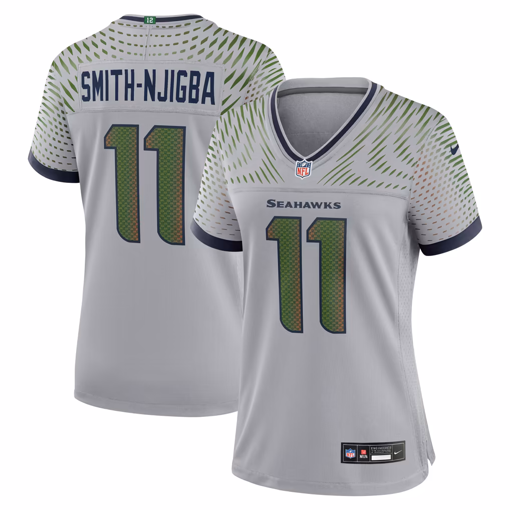 Jaxon Smith-Njigba Seattle Seahawks Women's 2025 Rivalries Collection Game Jersey - Wolf Gray