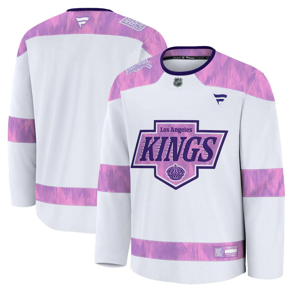 Women's Los Angeles Kings 2024 Hockey Fights Cancer Custom Practice Jersey - White