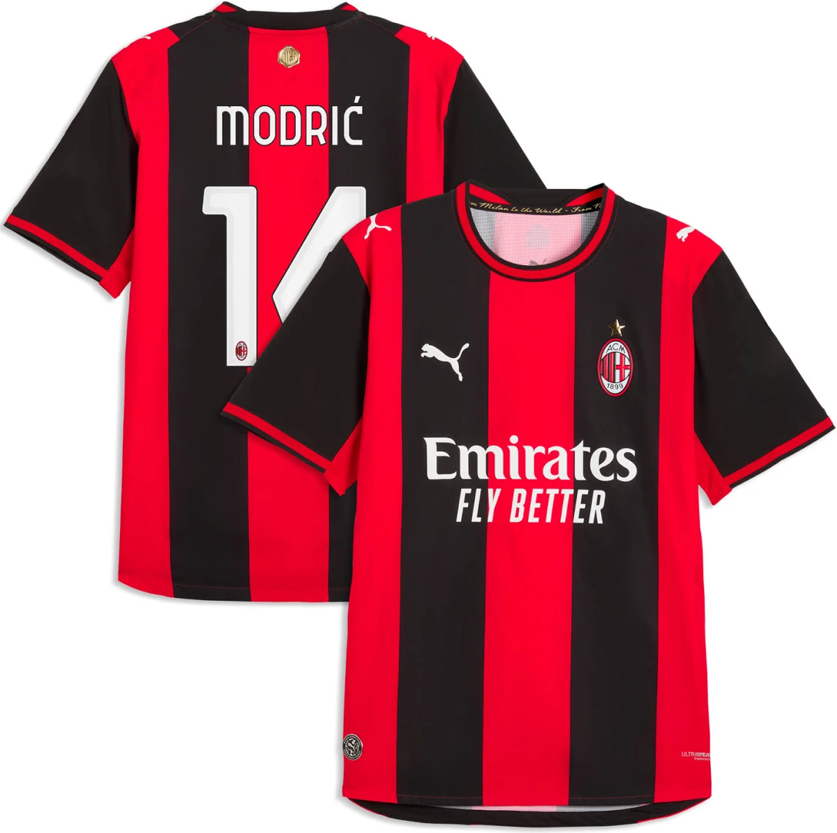 Youth Luka Modrić AC Milan 2026/27 Home On-Field Jersey - Black/Red