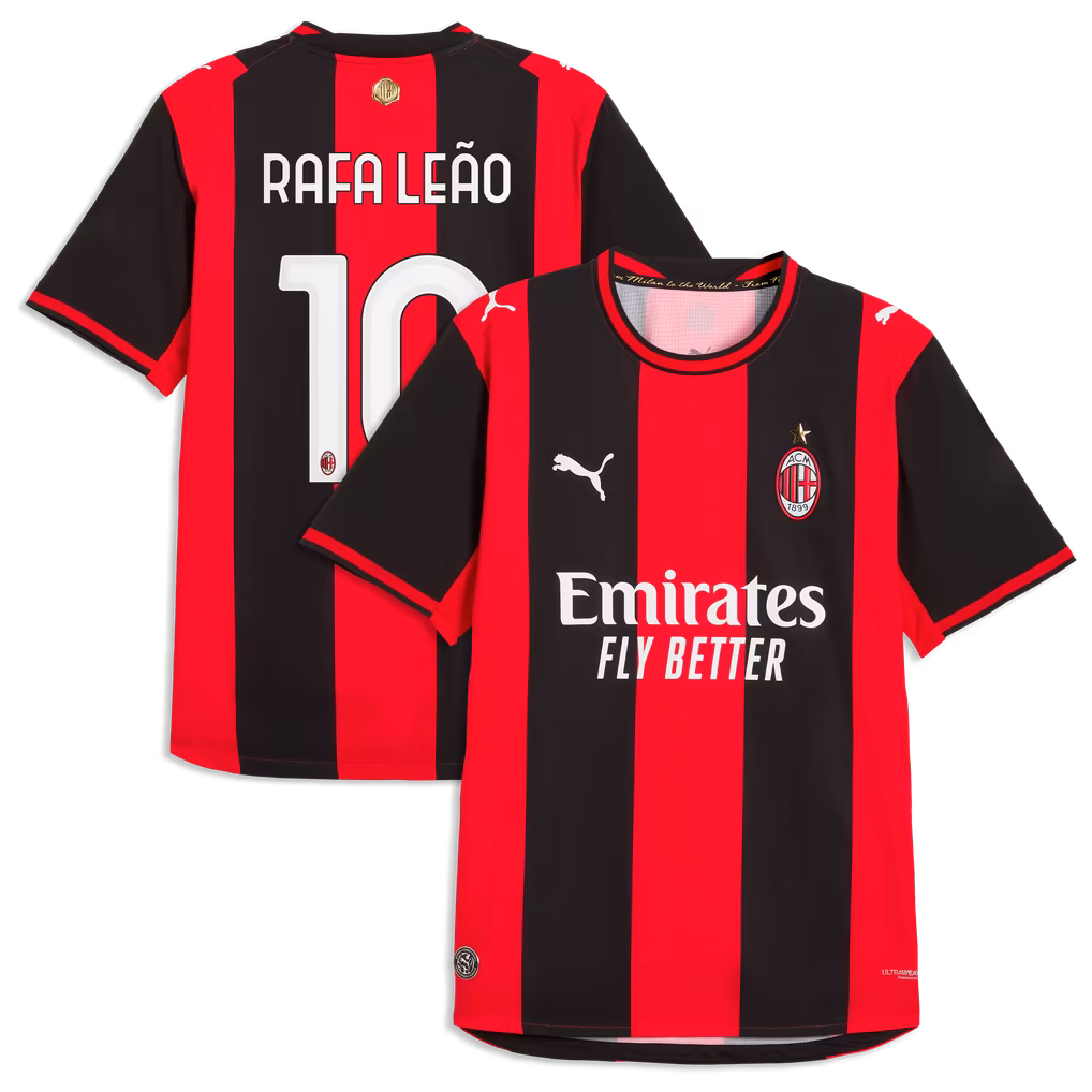 Rafael Leão AC Milan 2026/27 Home On-Field Authentic Jersey - Black/Red