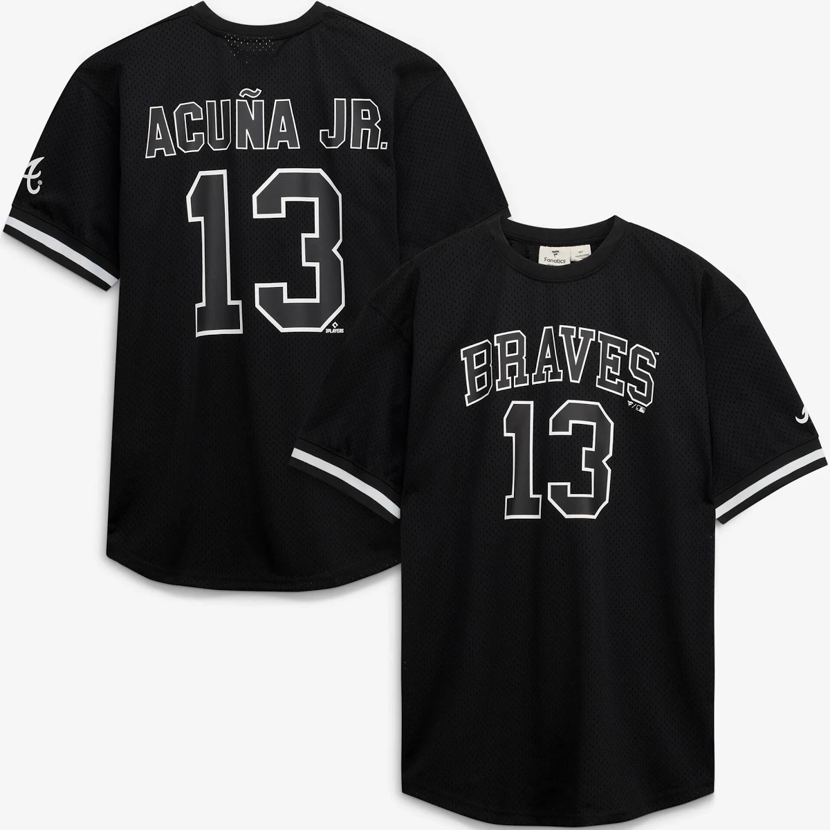 Women's Ronald Acuña Jr. Atlanta Braves Big & Tall Heavyweight Mesh Jersey - Black/White