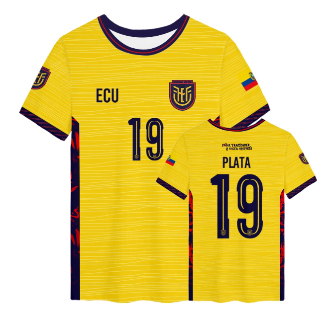 Ecuador #19 Gonzalo Plata Home 2026 World Cup Jersey