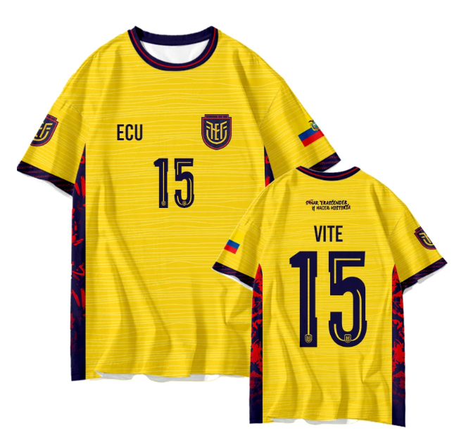 Ecuador #15 Pedro Vite, Home Jersey, 2026 World Cup Jersey