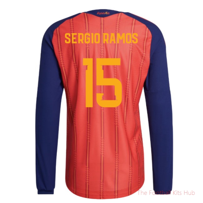 2026/27 Spain Authentic Long Sleeve Home Shirt (Sergio Ramos 15)