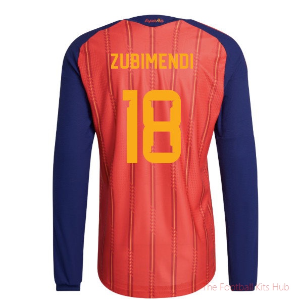 2026/27 Spain Authentic Long Sleeve Home Shirt (Zubimendi 18)