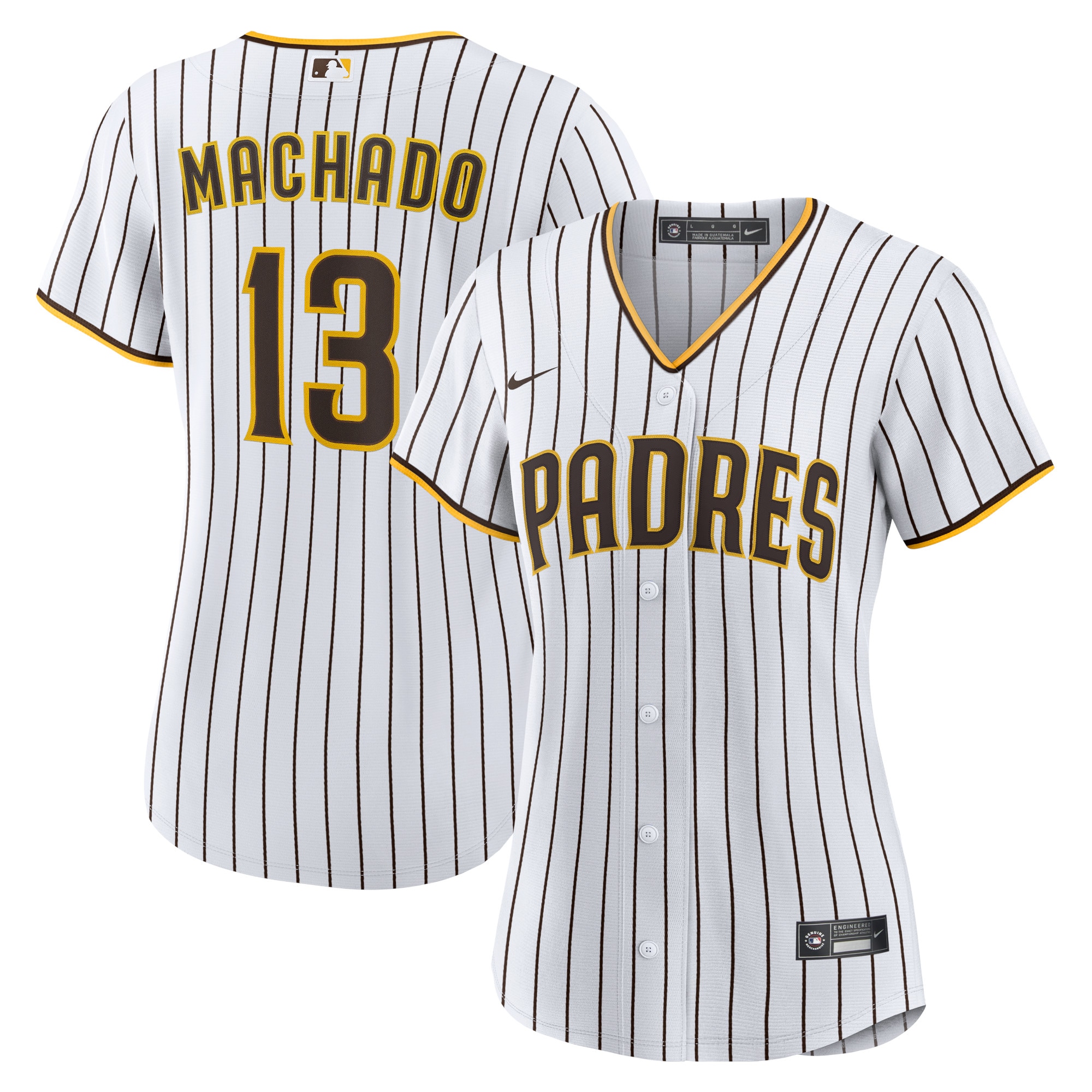 Youth Manny Machado San Diego Padres Women's Home Replica Player Jersey - White/Brown | FanWearStyle
