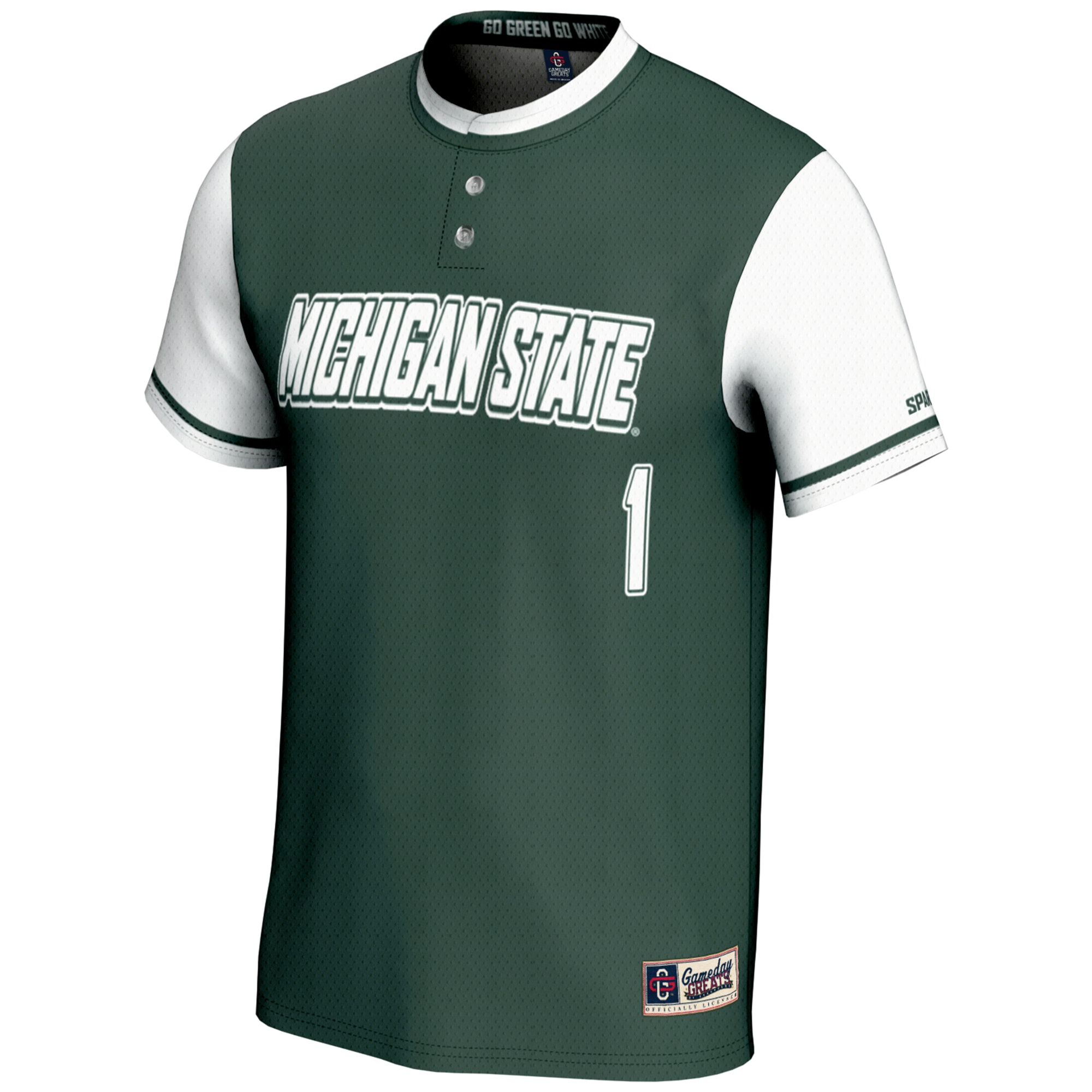 Michigan State Spartans GameDay Greats Lightweight Softball Jersey - Green - angle 2