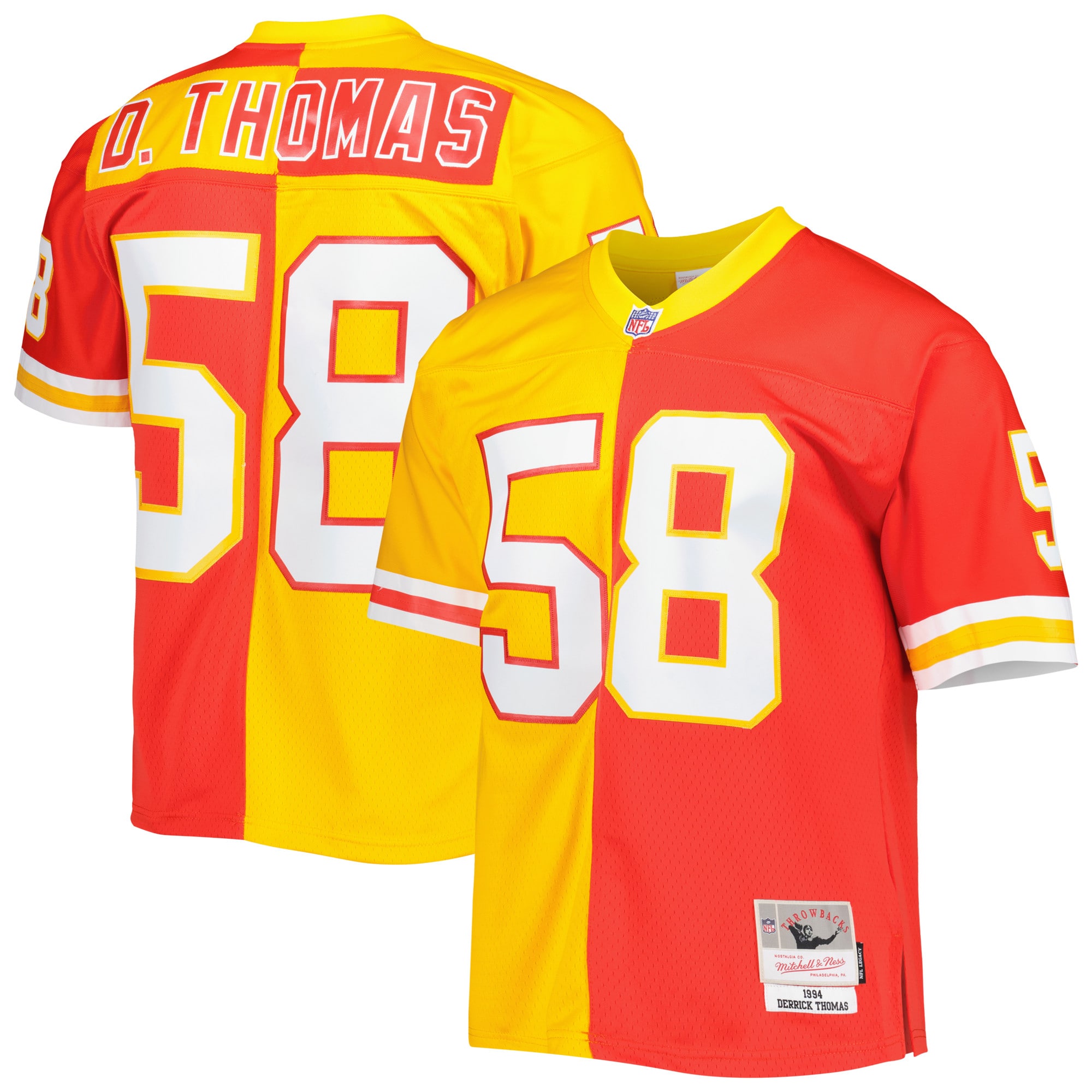 Youth Derrick Thomas Kansas City Chiefs 1994 Split Legacy Replica Jersey - Red/Gold | FanWearStyle