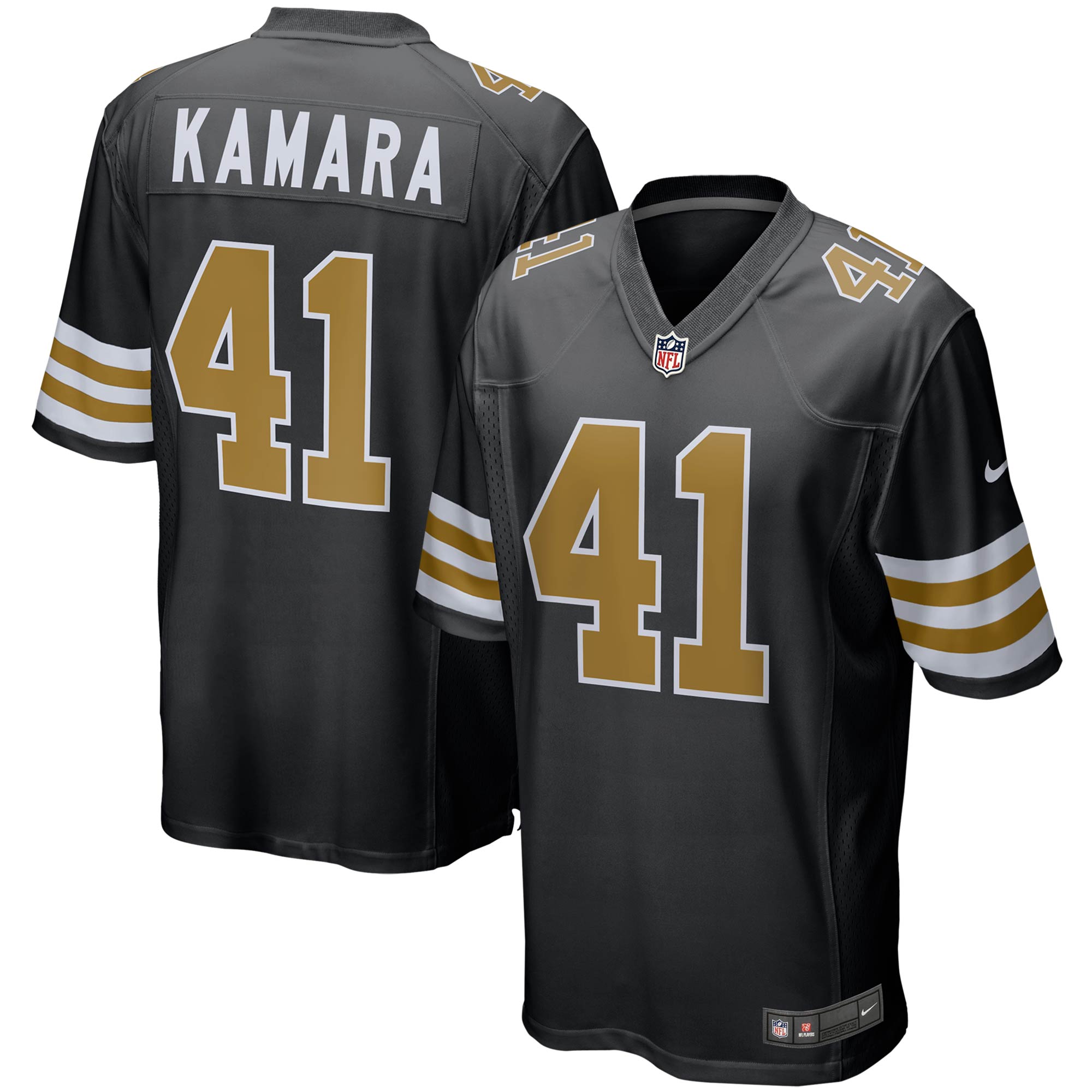 Youth Alvin Kamara New Orleans Saints Alternate Game Jersey - Black | FanWearStyle