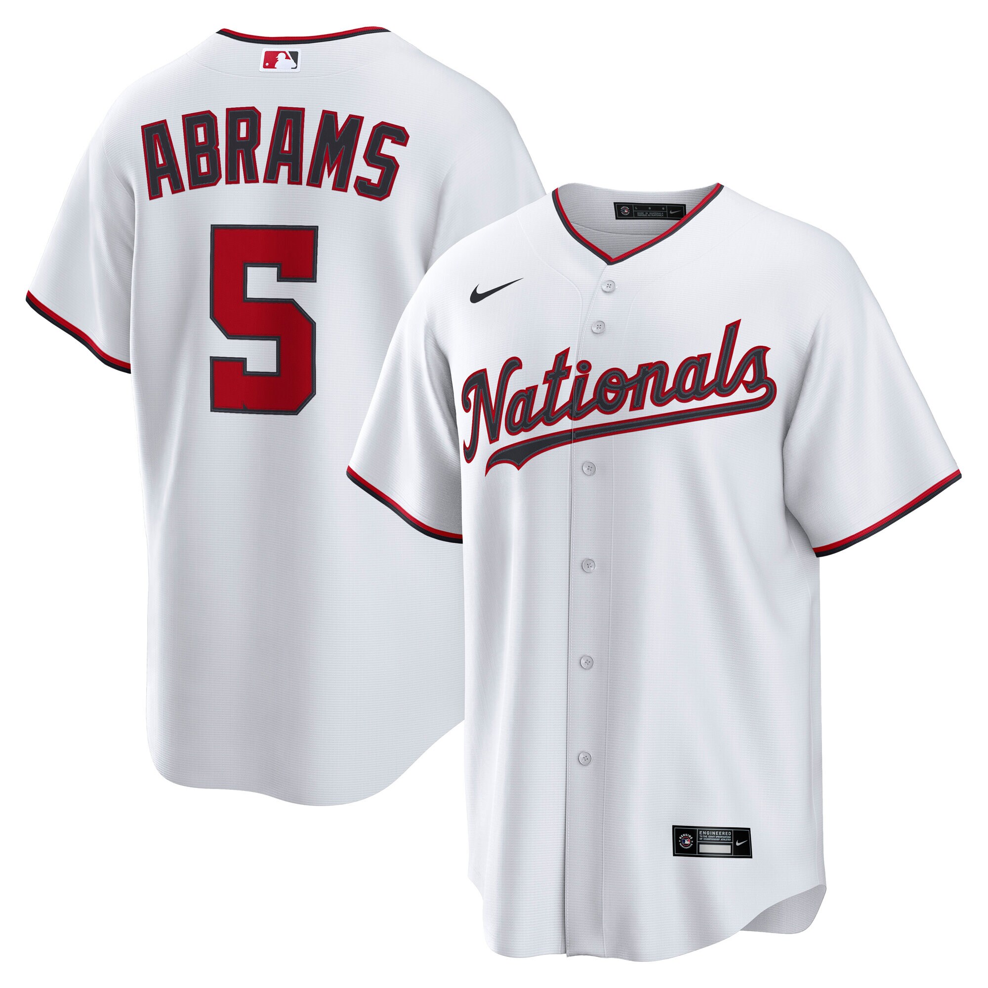 CJ Abrams Washington Nationals Home Replica Jersey - White - angle 3
