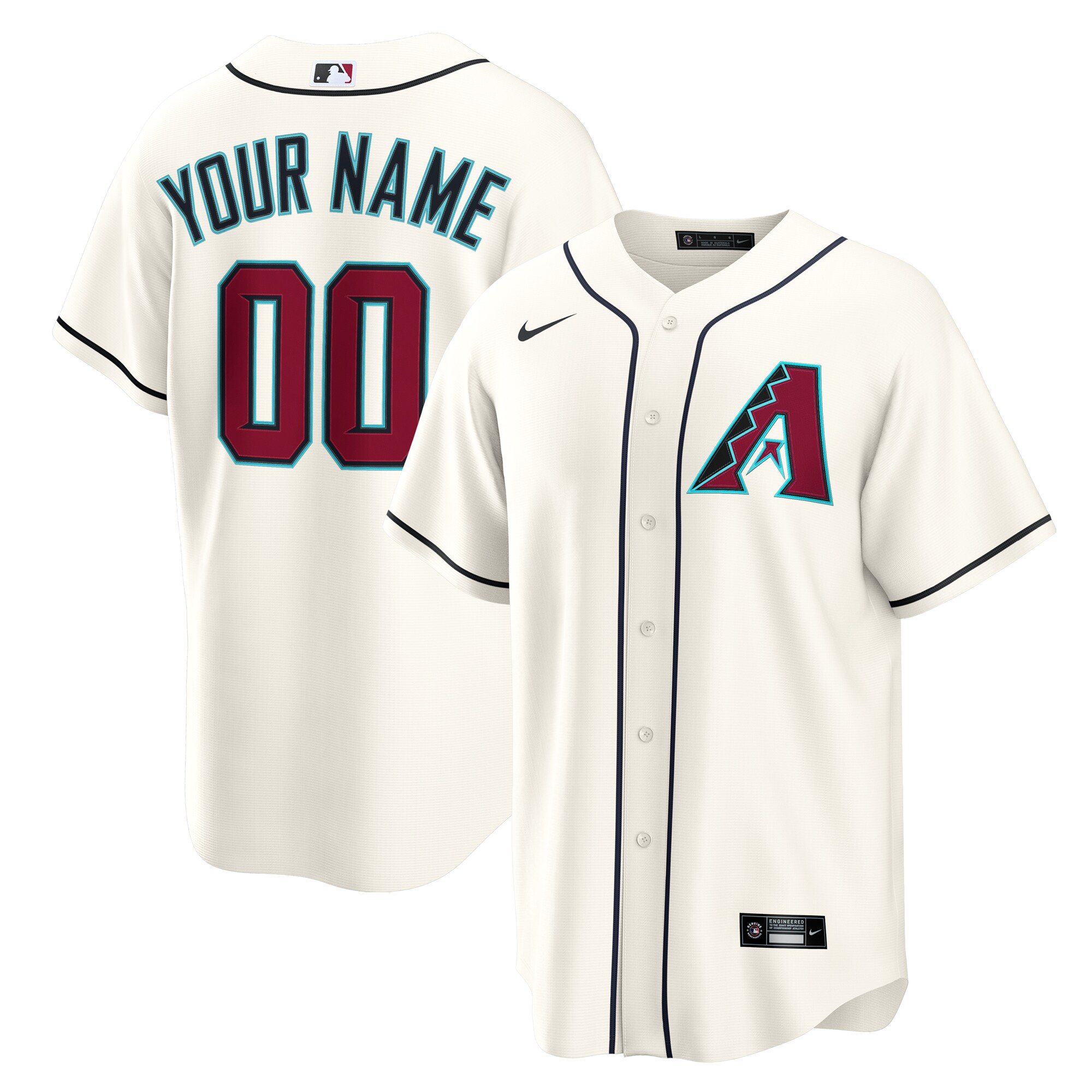 Arizona Diamondbacks Home Custom Replica Jersey - Cream - angle 2