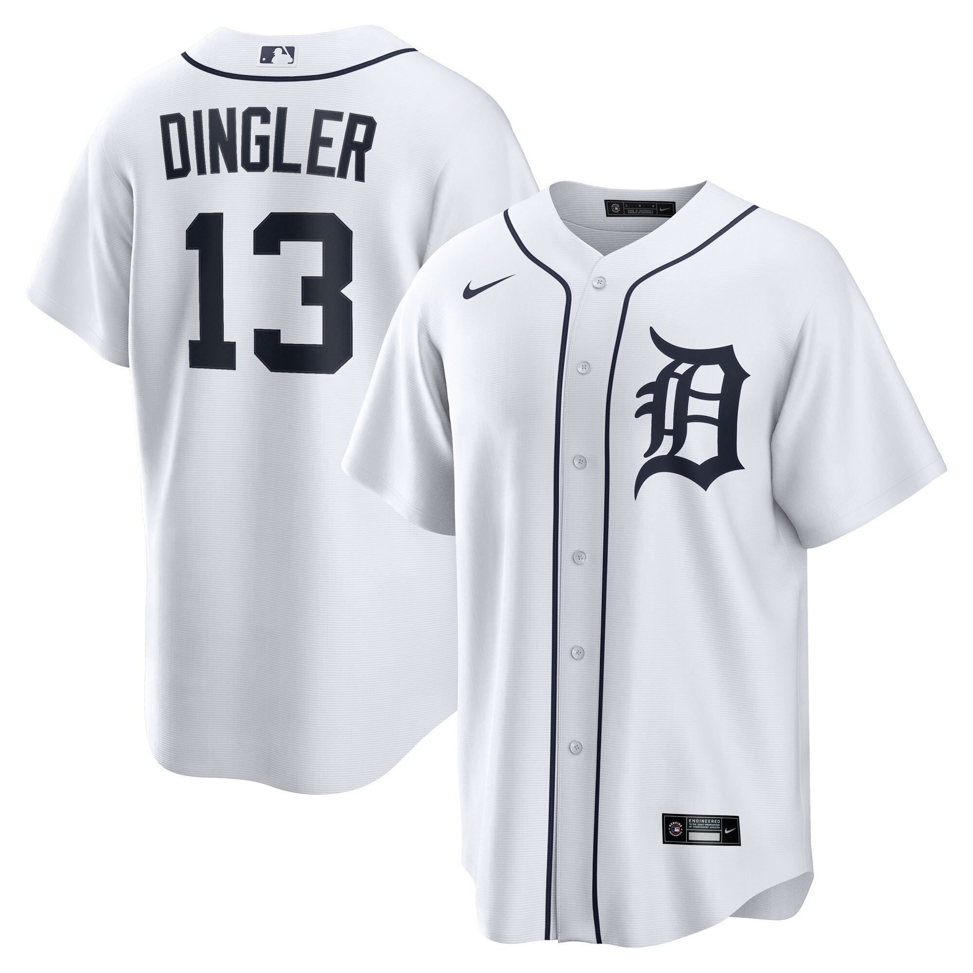 Dillon Dingler Detroit Tigers Home Replica Jersey - White - angle 3