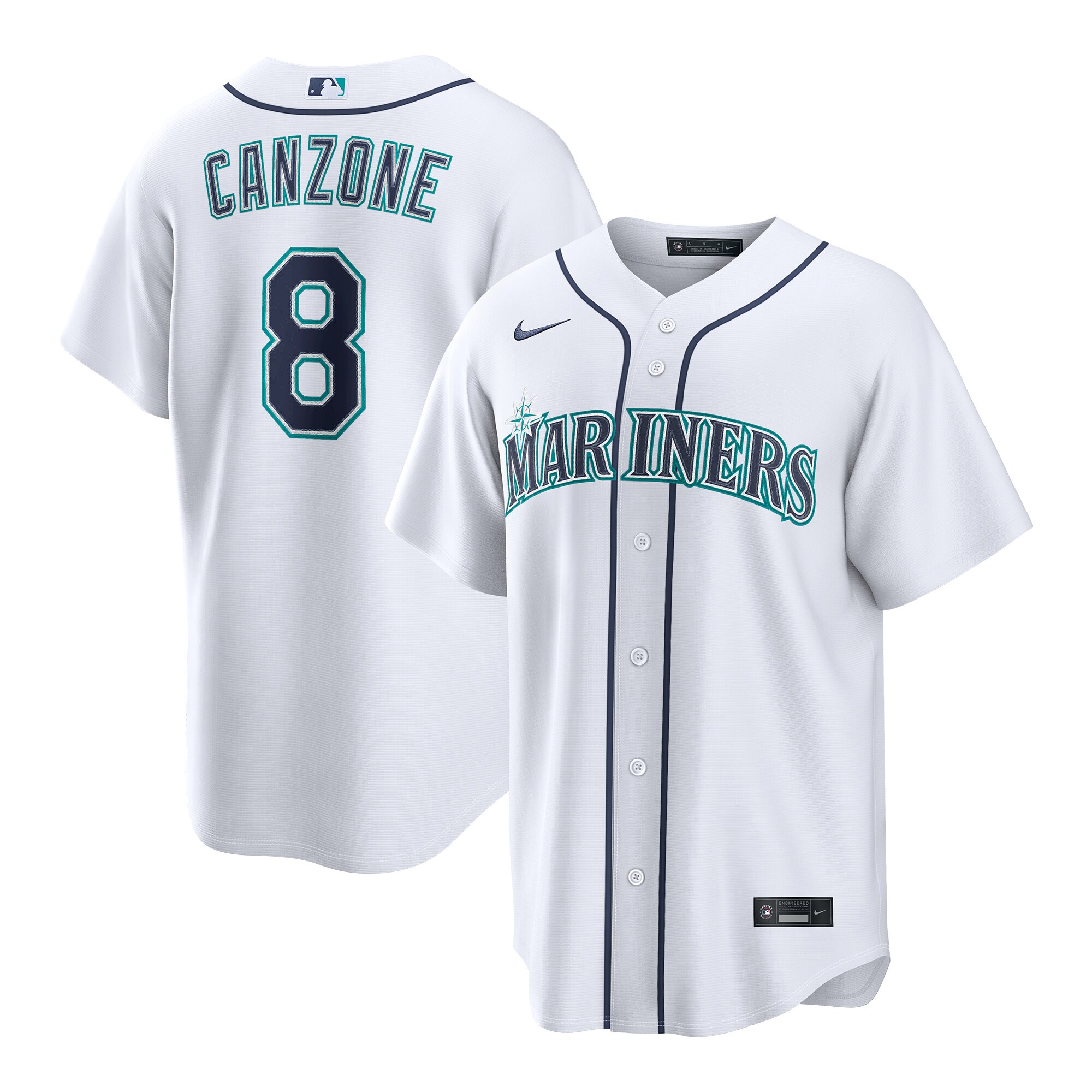 Dominic Canzone Seattle Mariners Home Replica Jersey - White - angle 2