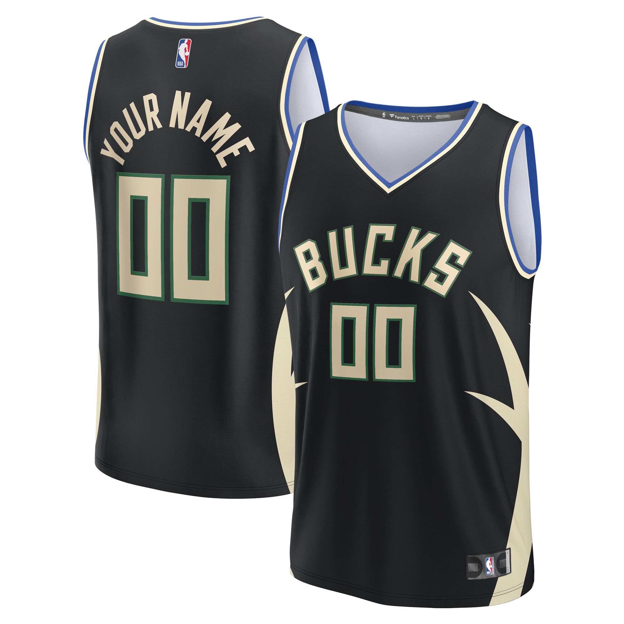 Milwaukee Bucks Custom Fast Break Jersey - Statement Edition - Black - angle 2