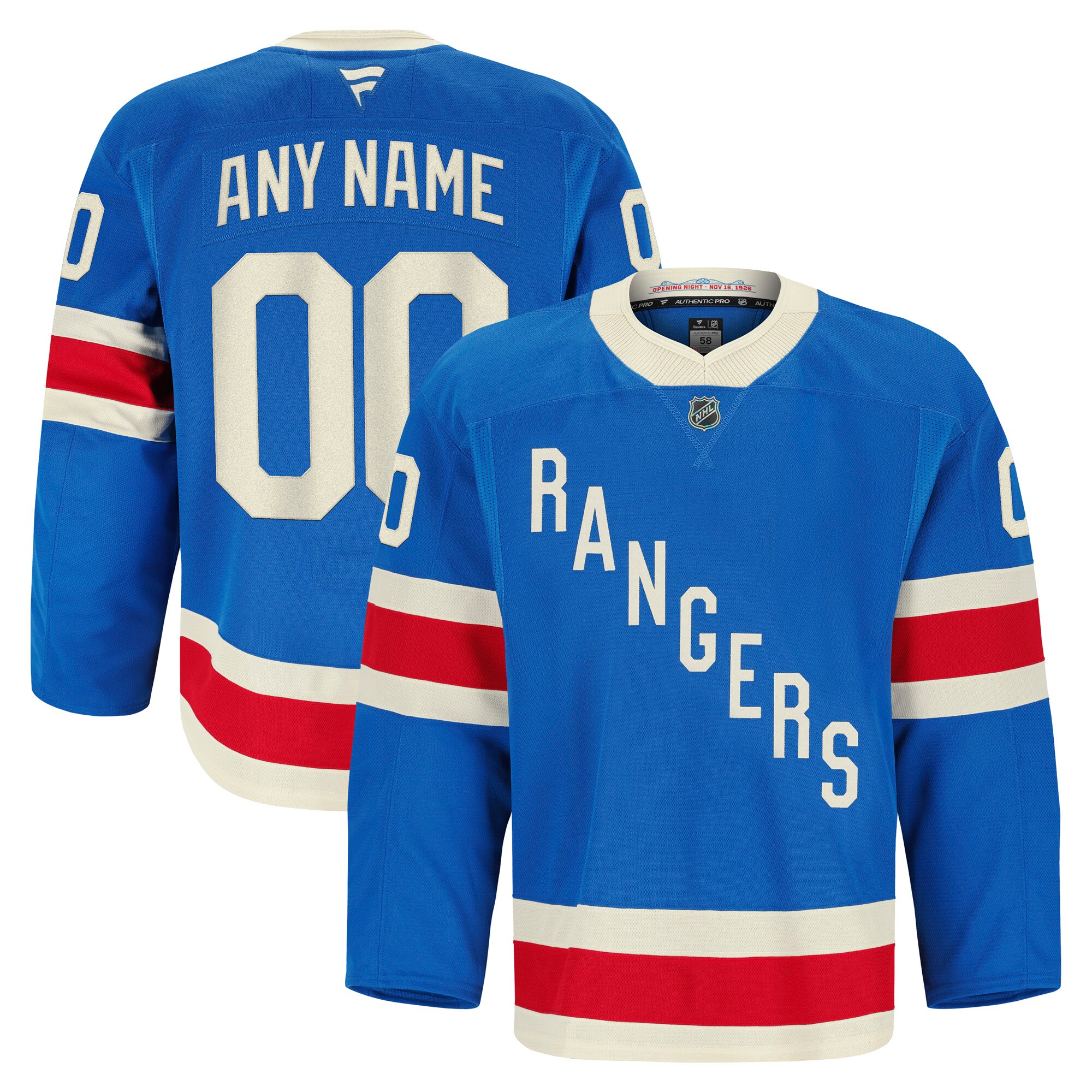 New York Rangers Centennial Pro Custom Jersey - Blue - angle 2