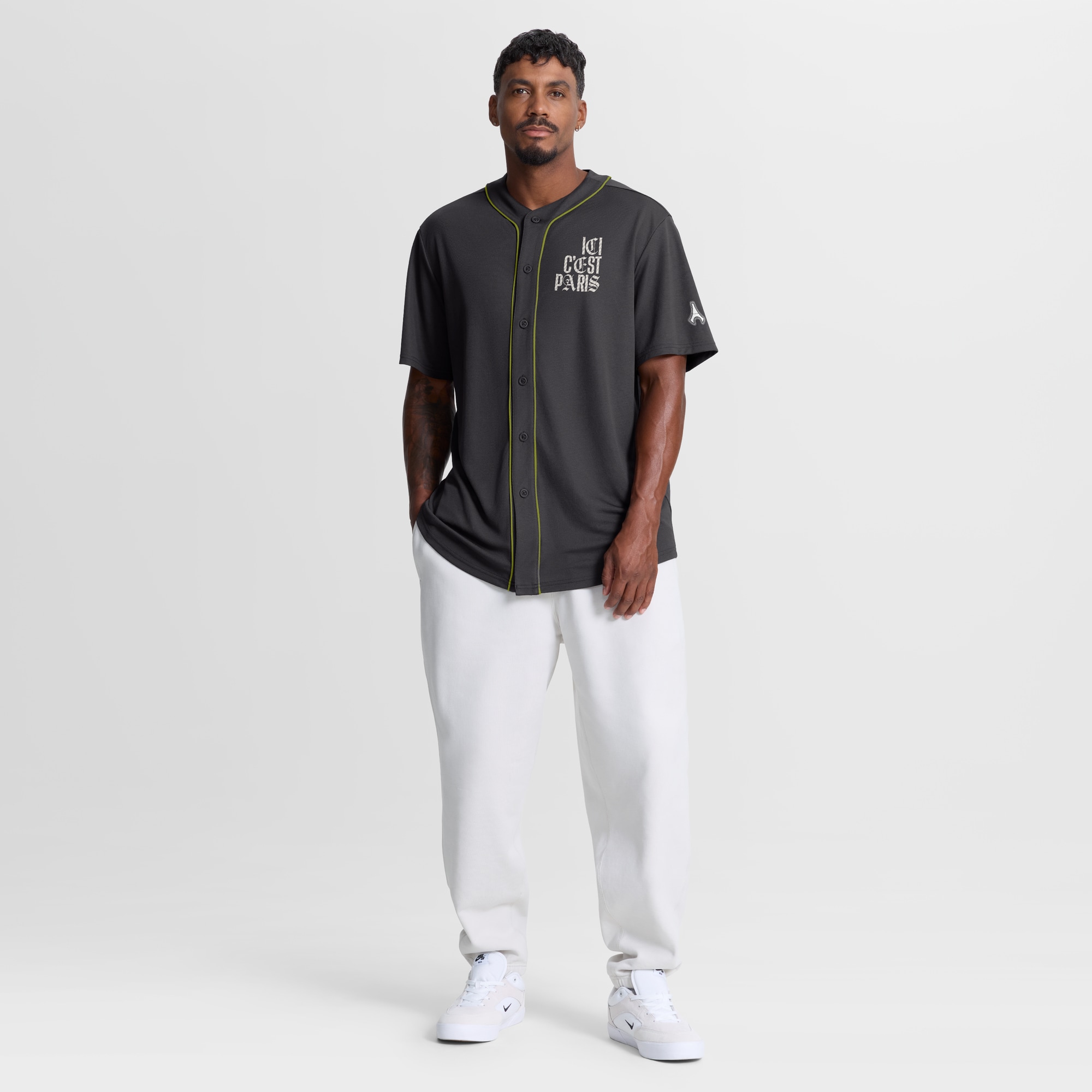 Paris Saint-Germain Oversized Baseball Jersey - Charcoal - angle 3