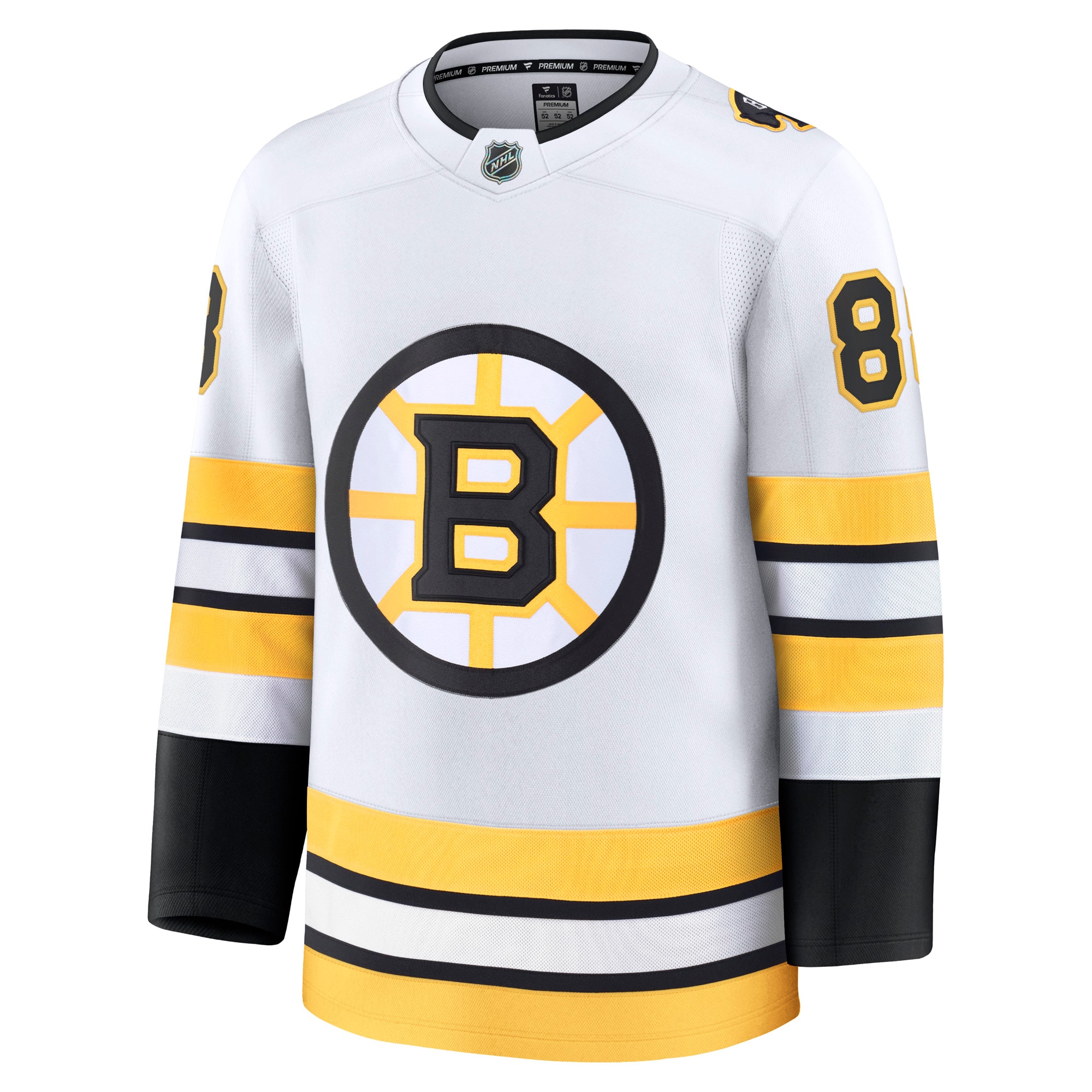 David Pastrnak #88 Boston Bruins Away Premium Player Jersey - White - angle 3
