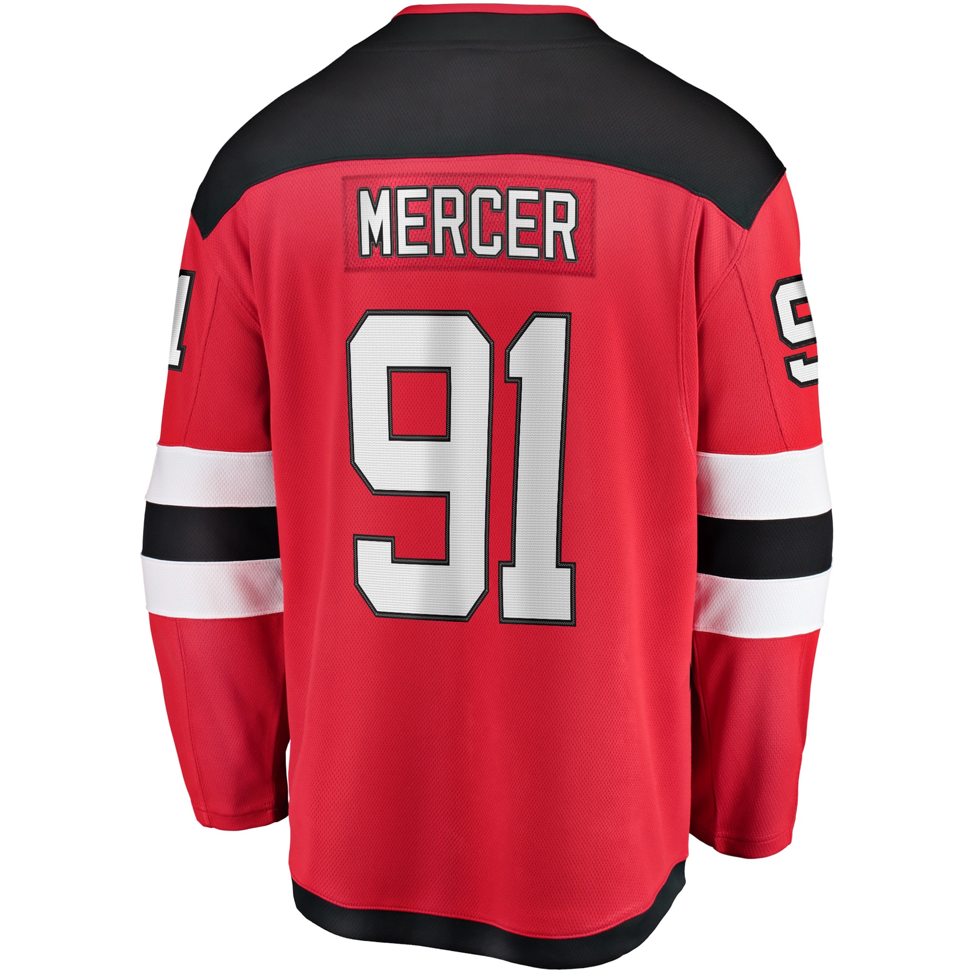 Dawson Mercer New Jersey Devils Home Breakaway Jersey - Red - angle 3