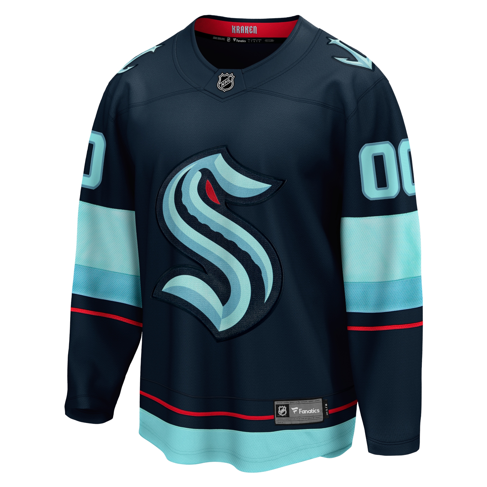 Seattle Kraken Home Breakaway Custom Jersey - Deep Sea Blue - angle 2