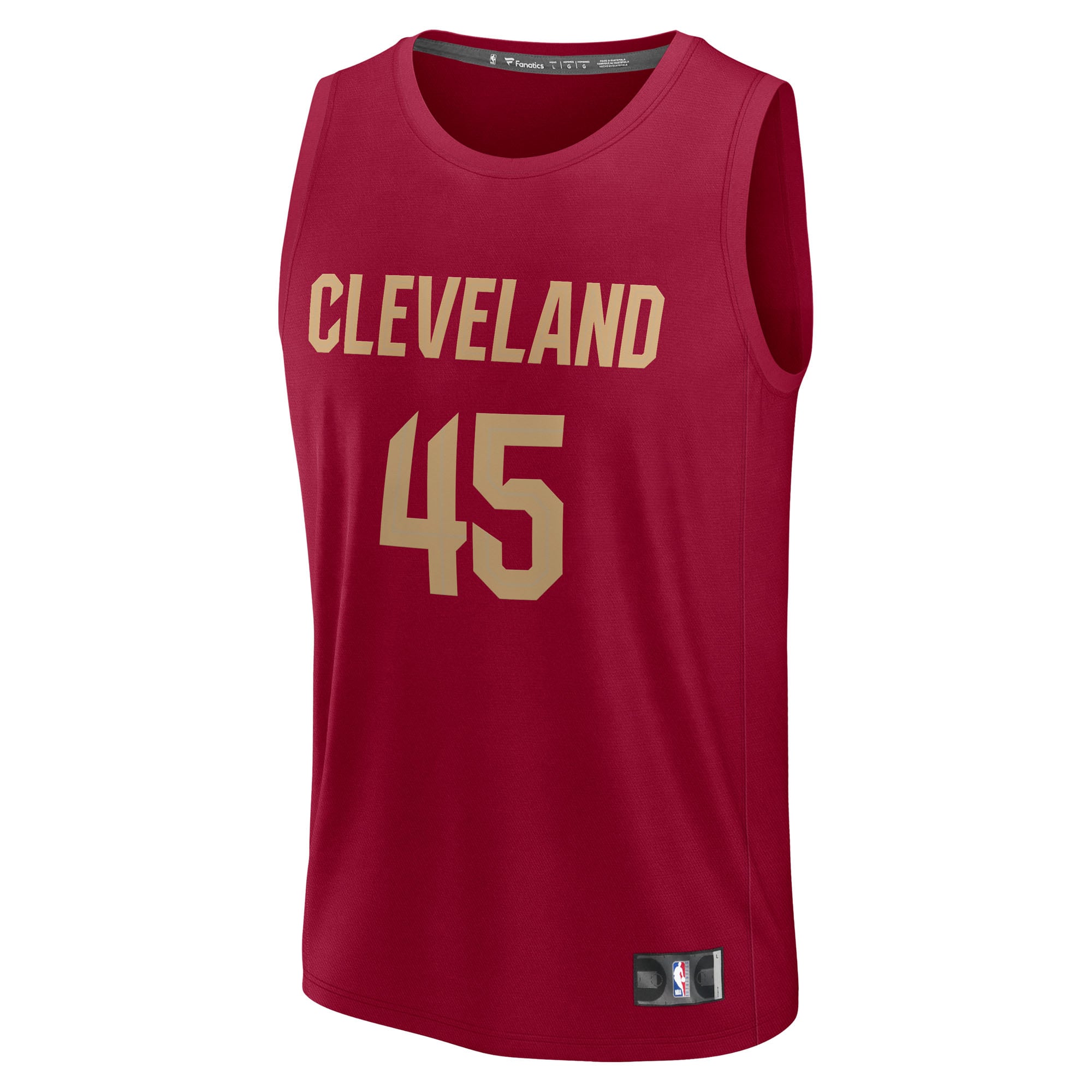 Donovan Mitchell #45 Cleveland Cavaliers Youth Fast Break Replica Player Jersey - Icon Edition - Wine - angle 2