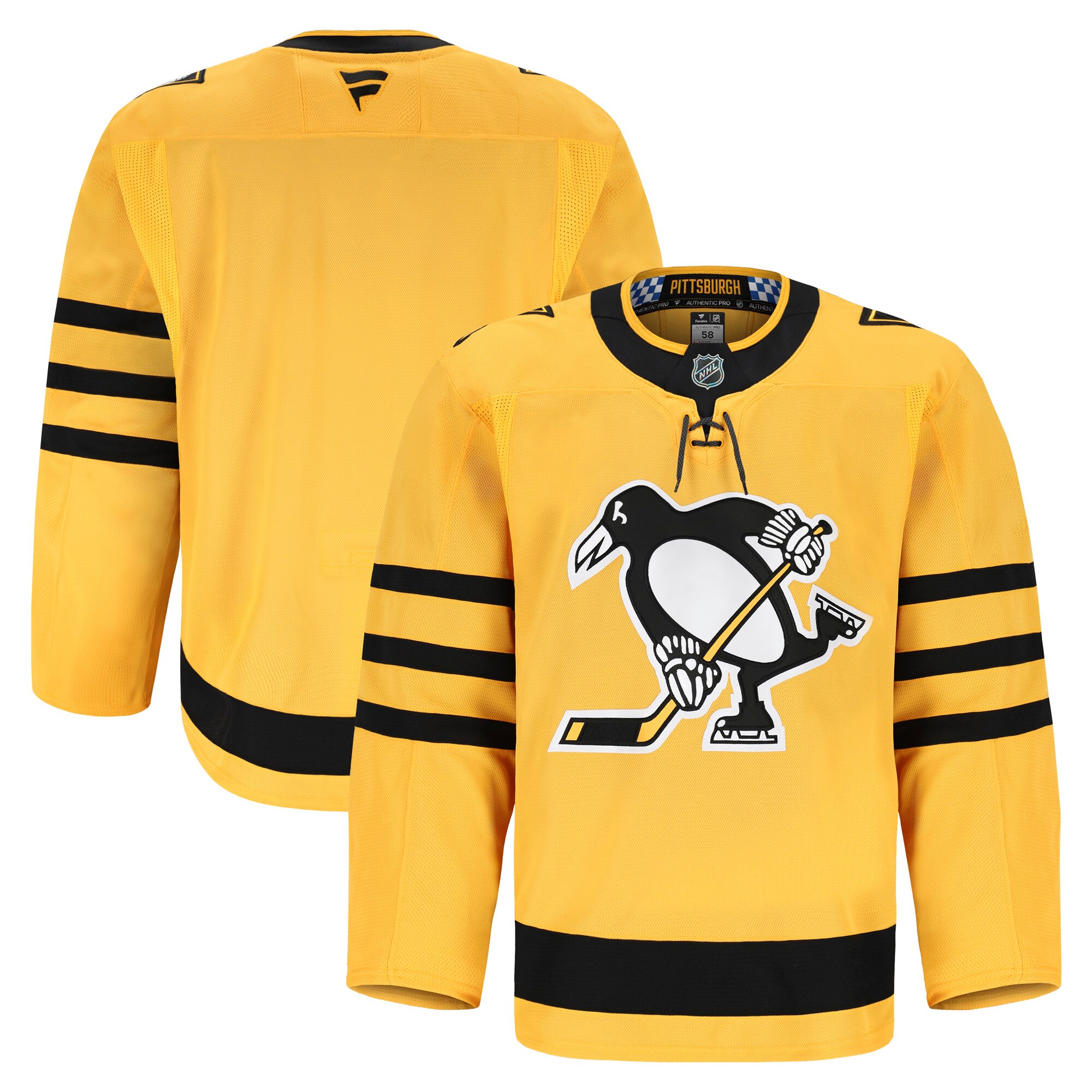 Pittsburgh Penguins Alternate Pro Jersey - Gold - angle 2