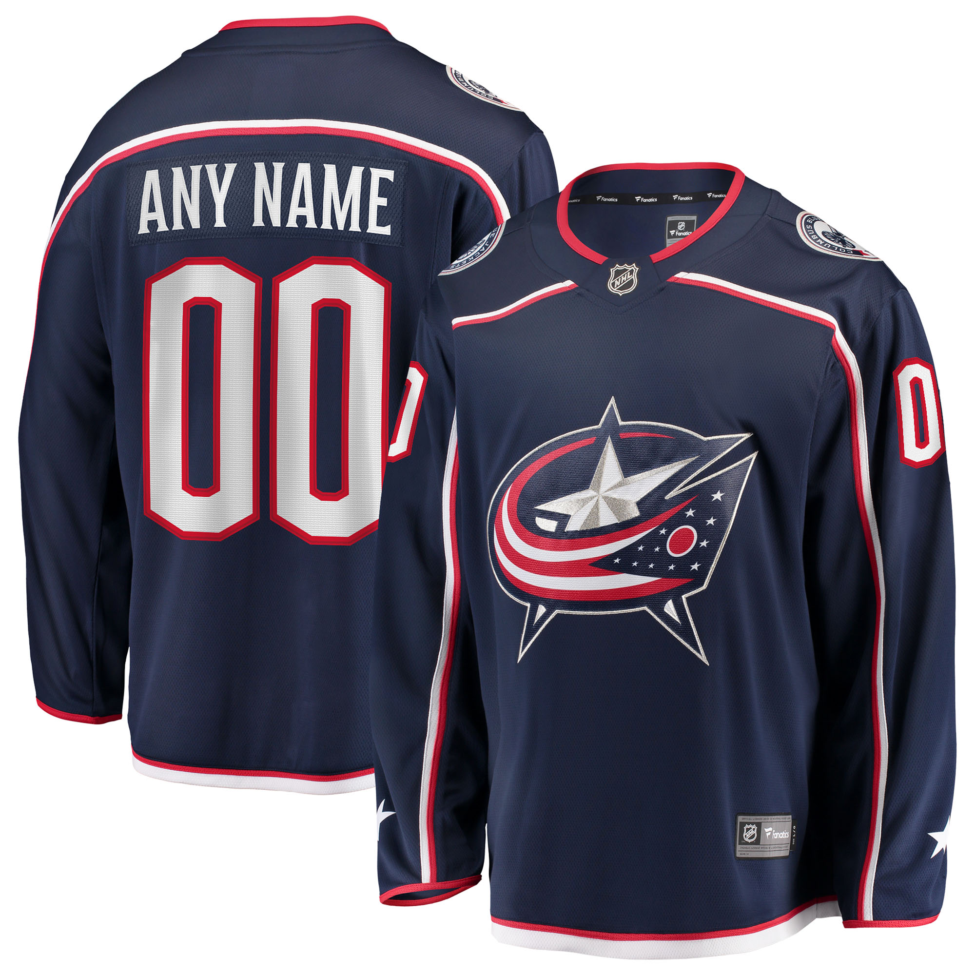 Columbus Blue Jackets Home Breakaway Custom Jersey - Navy - angle 2