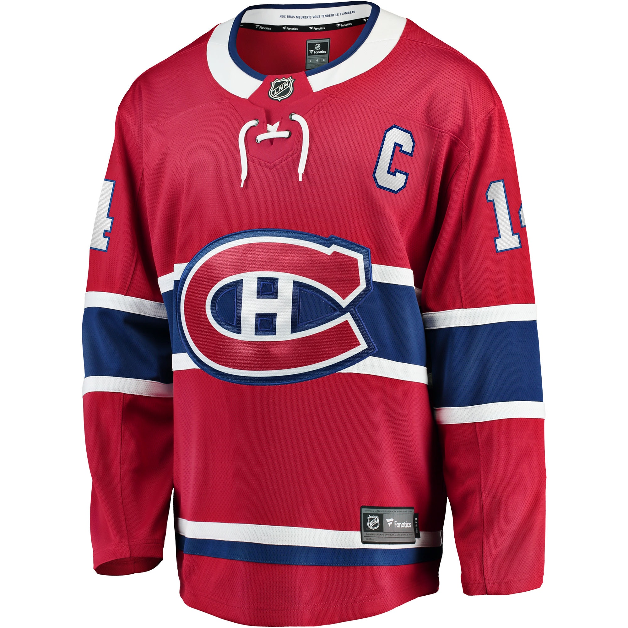 Nick Suzuki Montreal Canadiens Home Captain Patch Breakaway Player Jersey - Red - angle 2