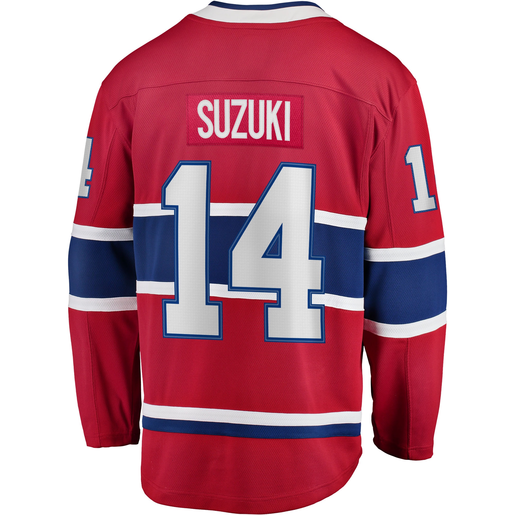 Nick Suzuki Montreal Canadiens Home Captain Patch Breakaway Player Jersey - Red - angle 3