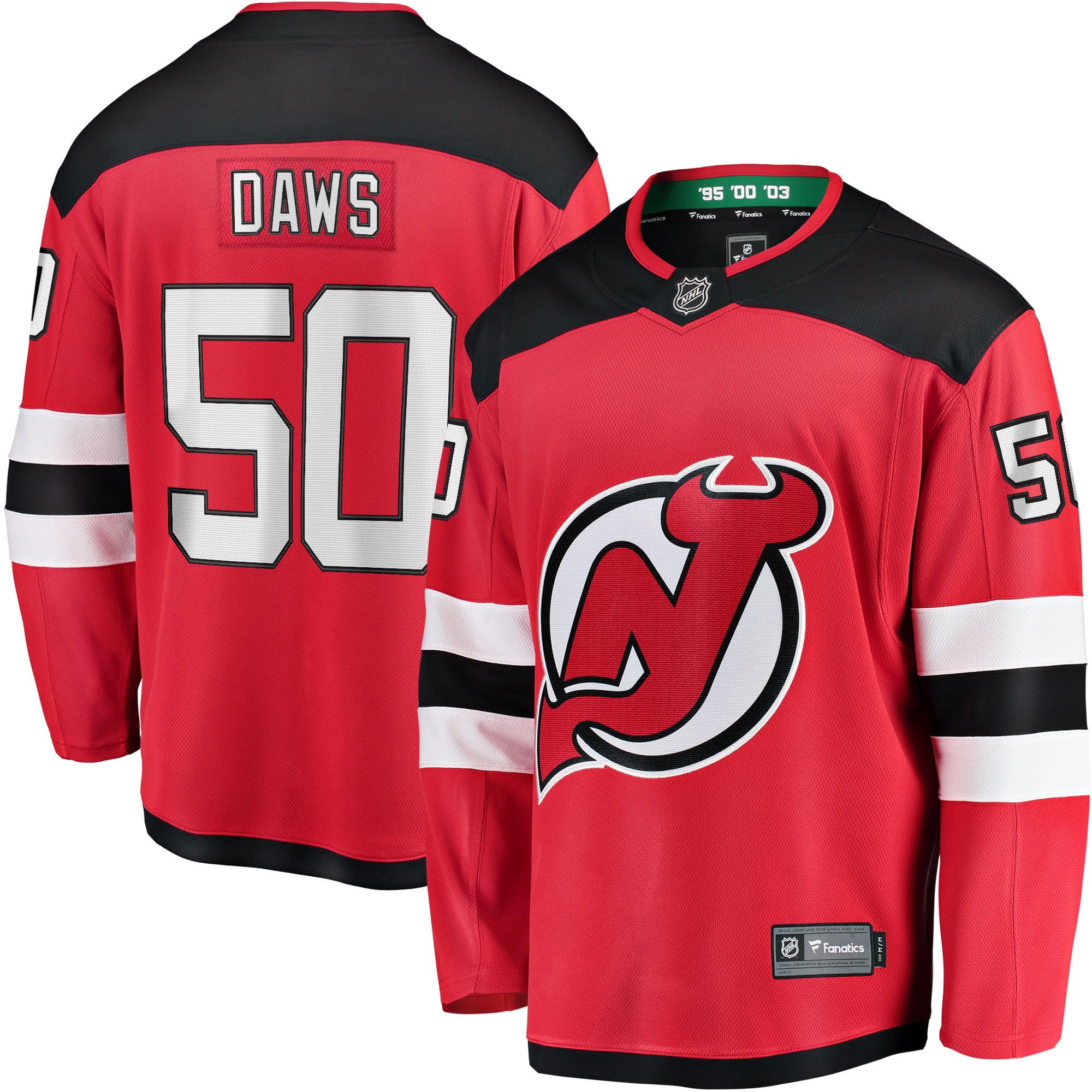 Nico Daws New Jersey Devils Home NHL Jersey - Red | FanWearStyle